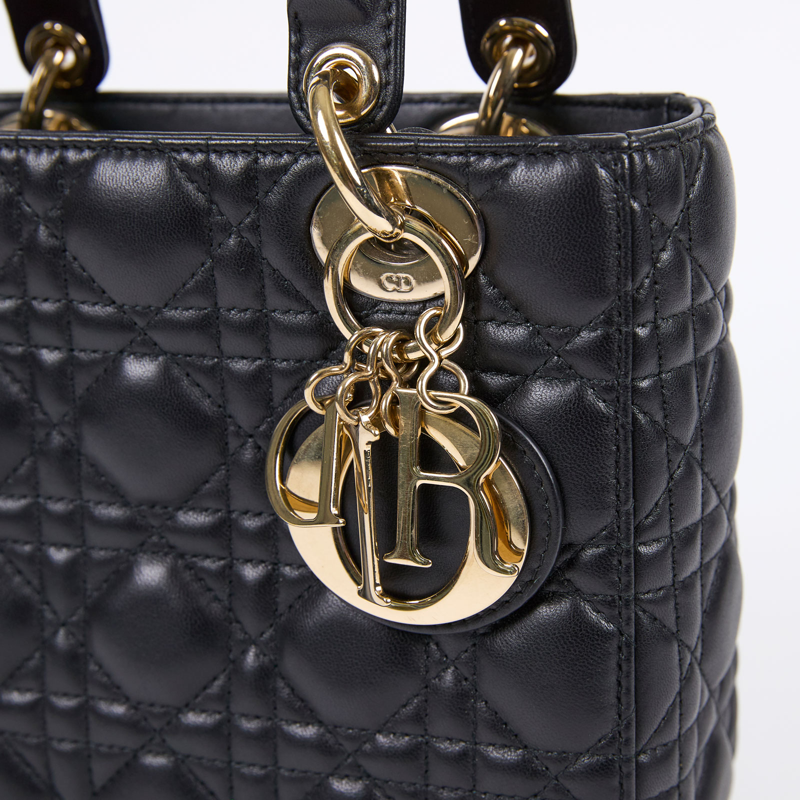 迪奧 CHRISTIAN DIOR Lady Dior My ABCDior 小型 肩背 手提包  黑金LADY DIOR 4X5 無附屬品