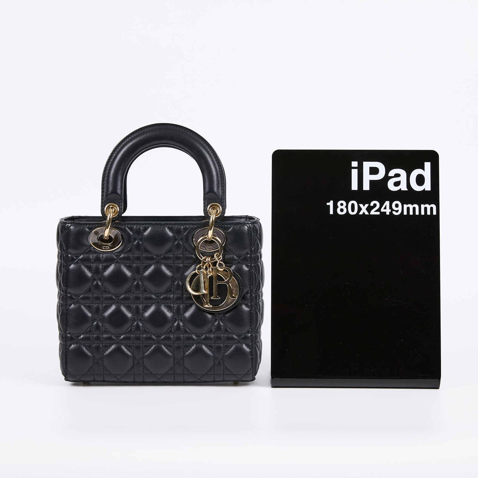 迪奧 CHRISTIAN DIOR Lady Dior My ABCDior 小型 肩背 手提包  黑金LADY DIOR 4X5 無附屬品