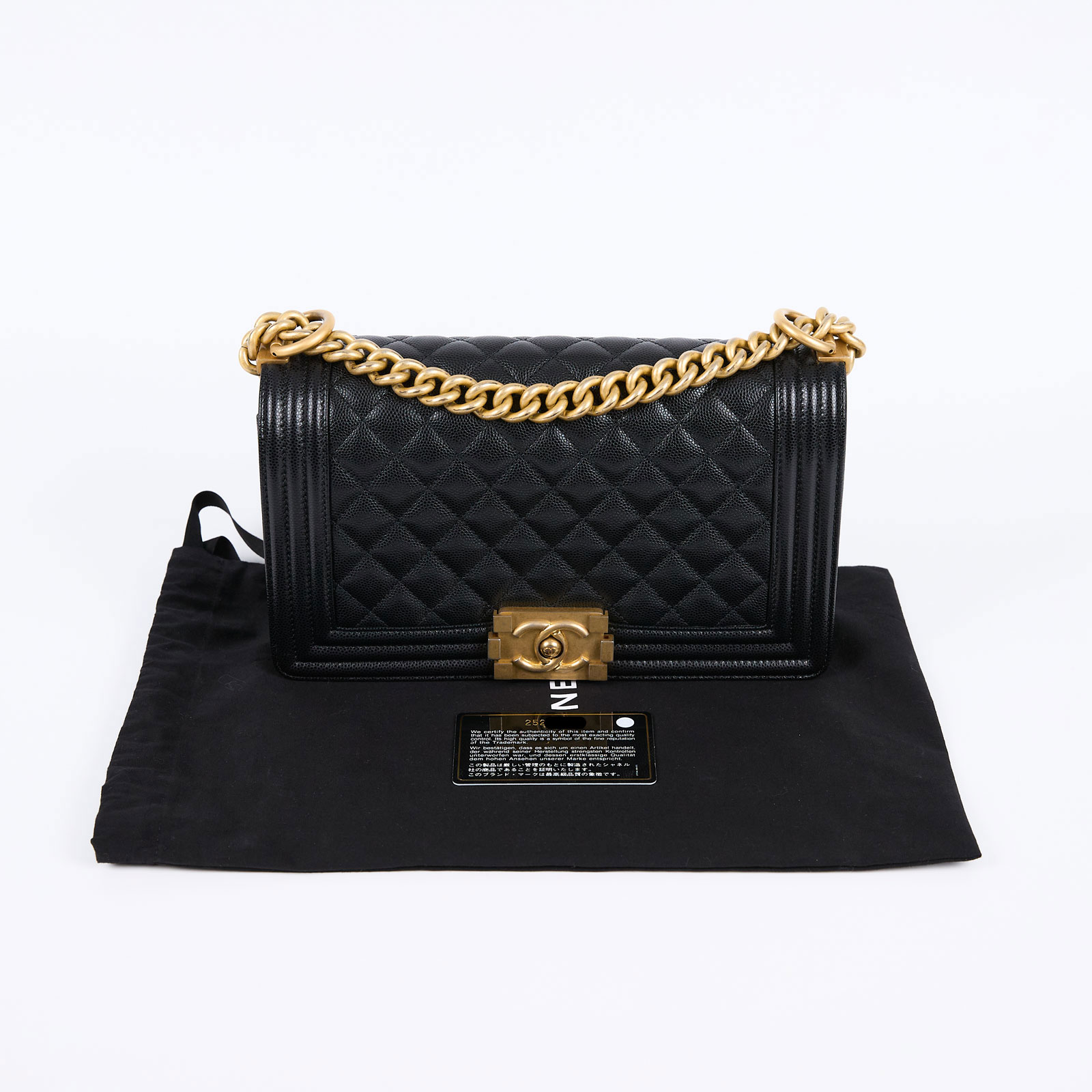 香奈兒 CHANEL Boy 25 口蓋包 A67086 25開黑金荔枝牛BOY25 防塵袋/保證卡
