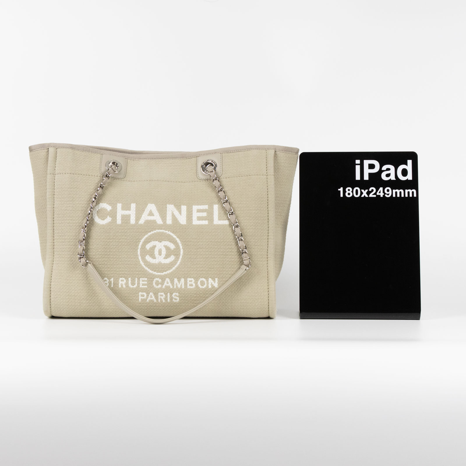 香奈兒 CHANEL DEAUVILLE MM 沙灘 托特包  晶片款 灰綠Deauville沙灘包MM 內袋