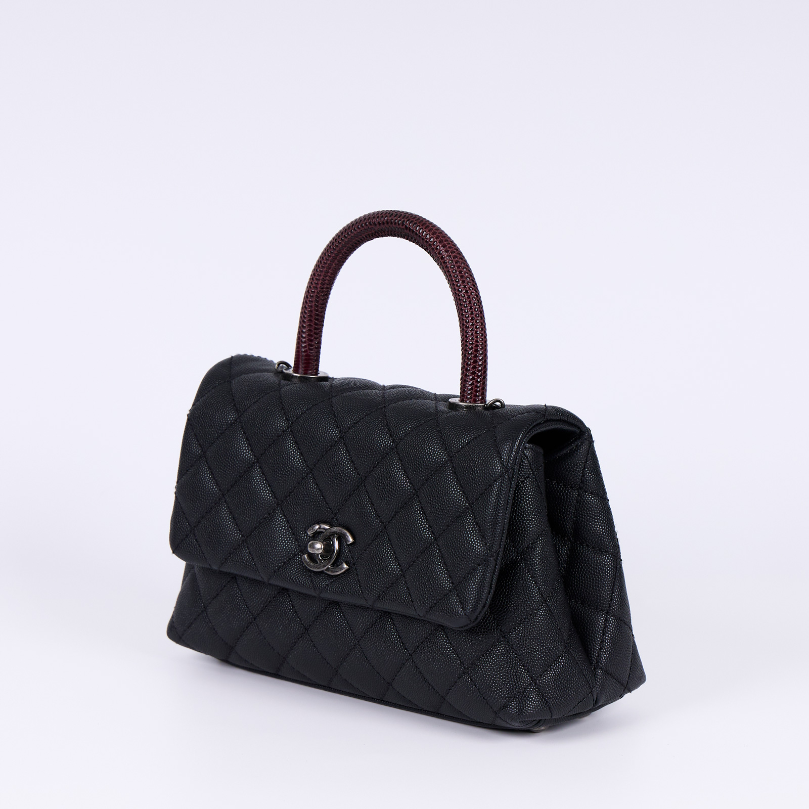 香奈兒 CHANEL Handle 24 手提 口蓋包 A92990 23開 黑銀蜥蜴手把COCO HANDLE 原廠盒子/防塵袋/背帶/保證卡