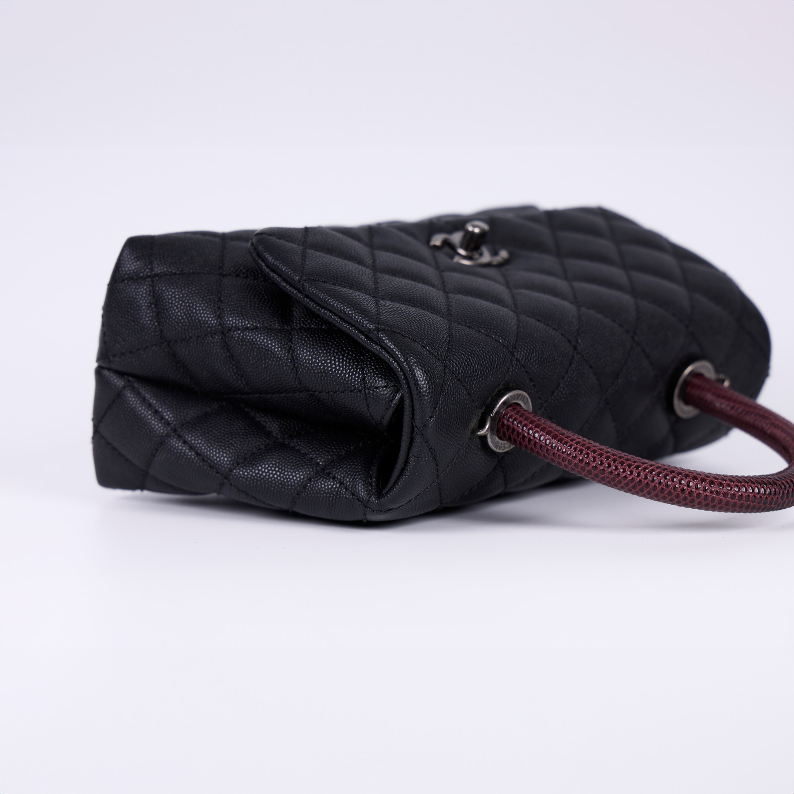 香奈兒 CHANEL Handle 24 手提 口蓋包 A92990 23開 黑銀蜥蜴手把COCO HANDLE 原廠盒子/防塵袋/背帶/保證卡