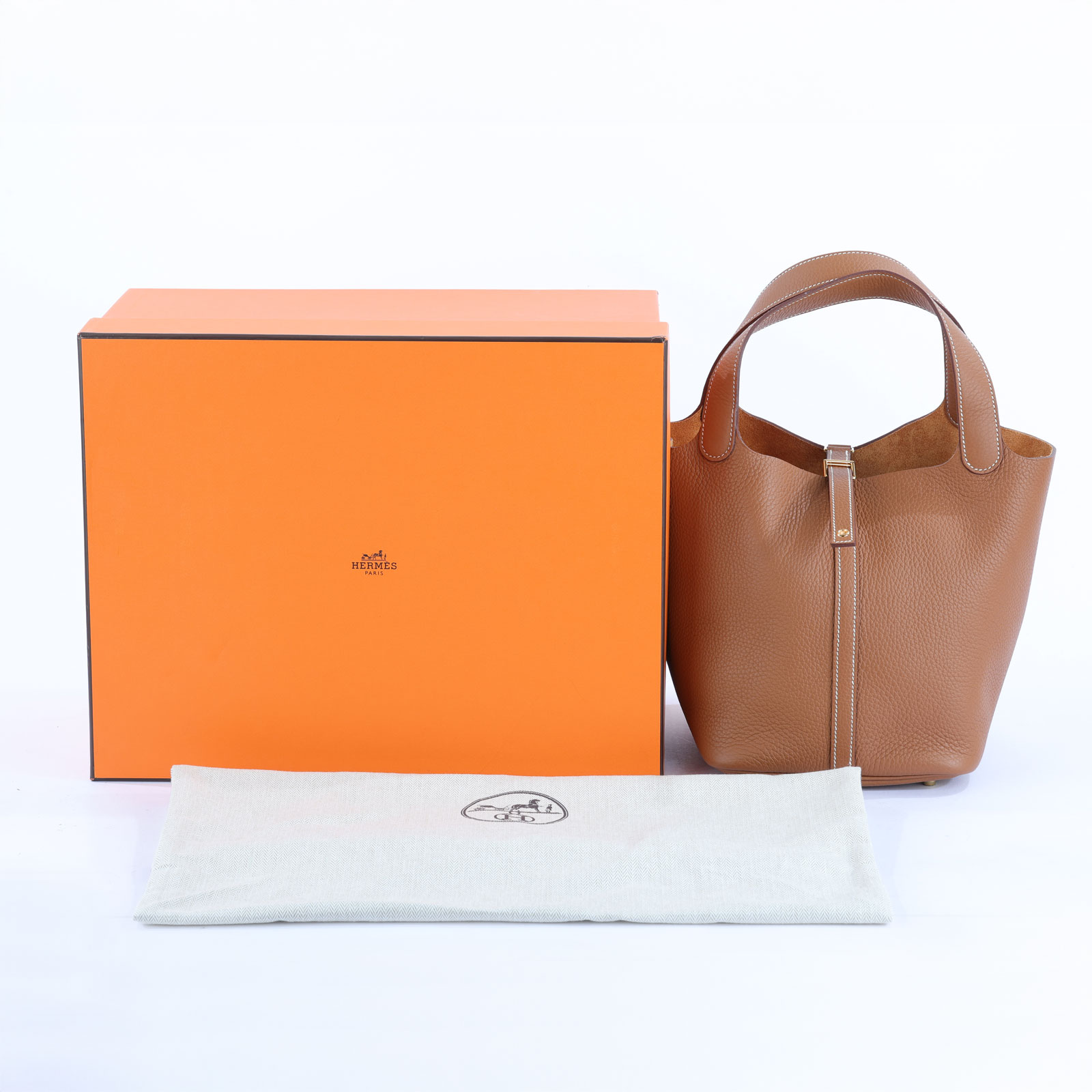 愛馬仕 Hermes Picotin Lock 22 菜籃子包 PT22 W刻 金棕金PICOTIN22 原廠盒子/防塵袋2/鎖組