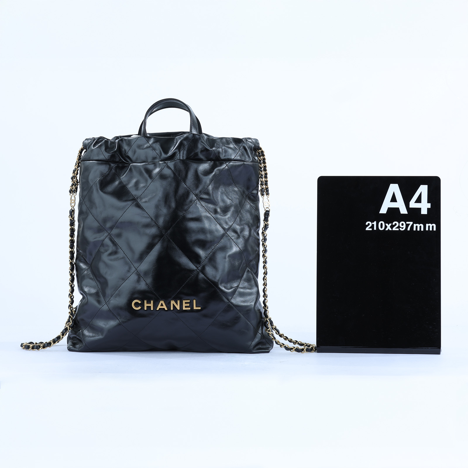 香奈兒 CHANEL 22 手提 後背包  晶片款 黑金羊22後背包 原廠盒子/防塵袋/購買證明影本/發票