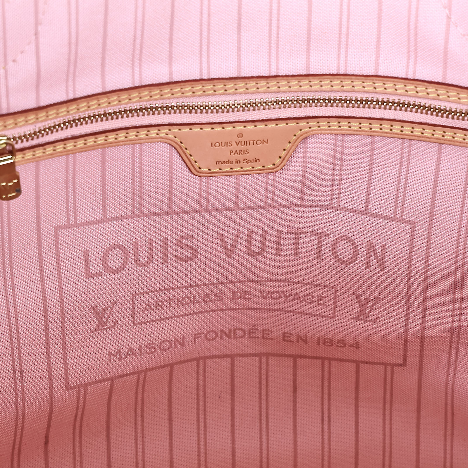 路易威登 LOUIS VUITTON Neverfull MM 粉棋盤格 N41050 粉棋盤格NEVERFULL MM 內袋