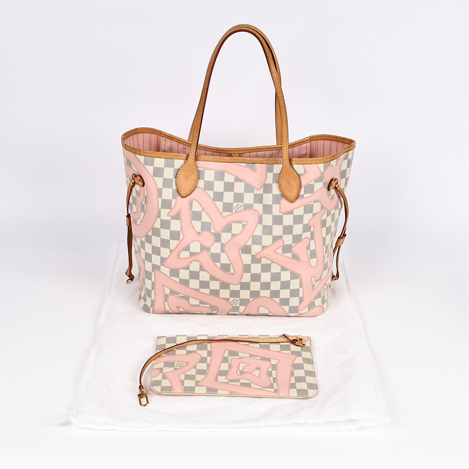 路易威登 LOUIS VUITTON Neverfull MM 粉棋盤格 N41050 粉棋盤格NEVERFULL MM 內袋