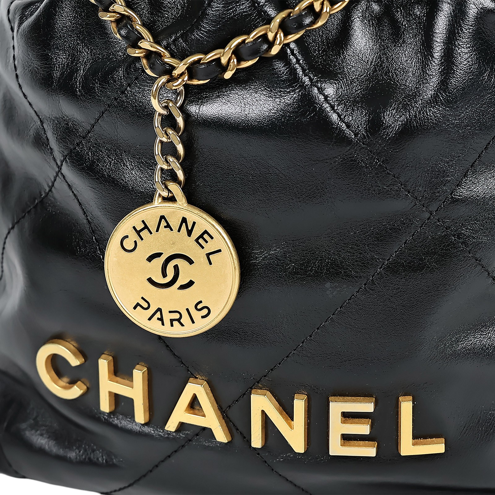 香奈兒 CHANEL 22 迷你 束口包 AS3980 晶片款 黑金22包MINI 防塵袋