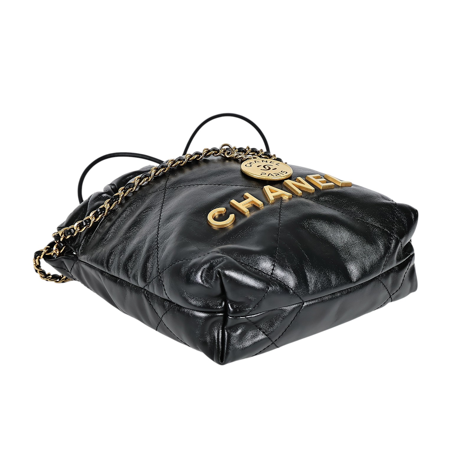 香奈兒 CHANEL 22 迷你 束口包 AS3980 晶片款 黑金22包MINI 防塵袋