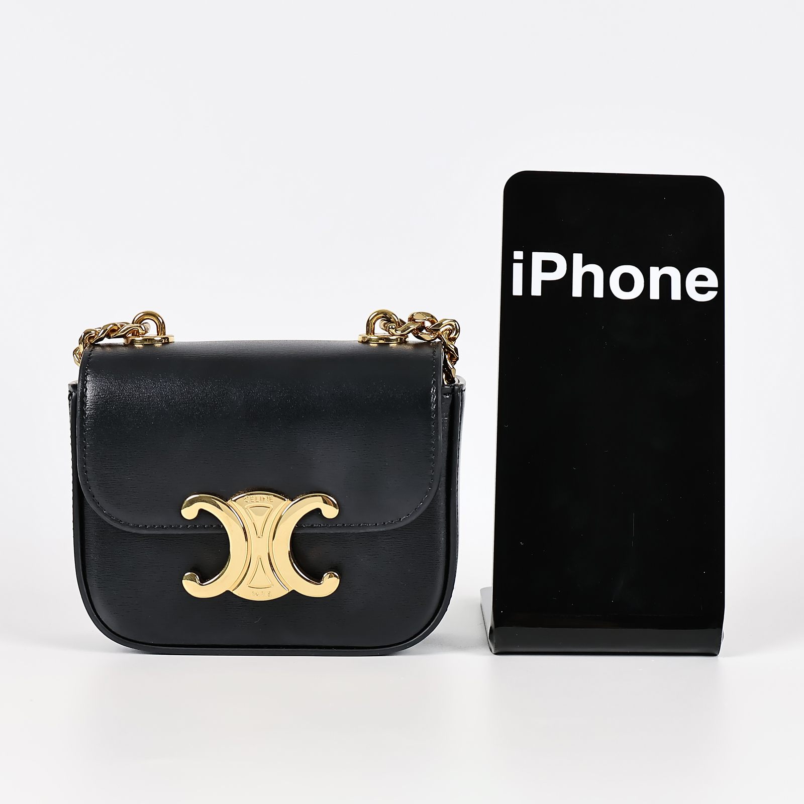 思琳 CELINE CLaude 迷你 飾鍊 手袋 10L843DPV 黑金MINI TRIOMPHE包 無附屬品