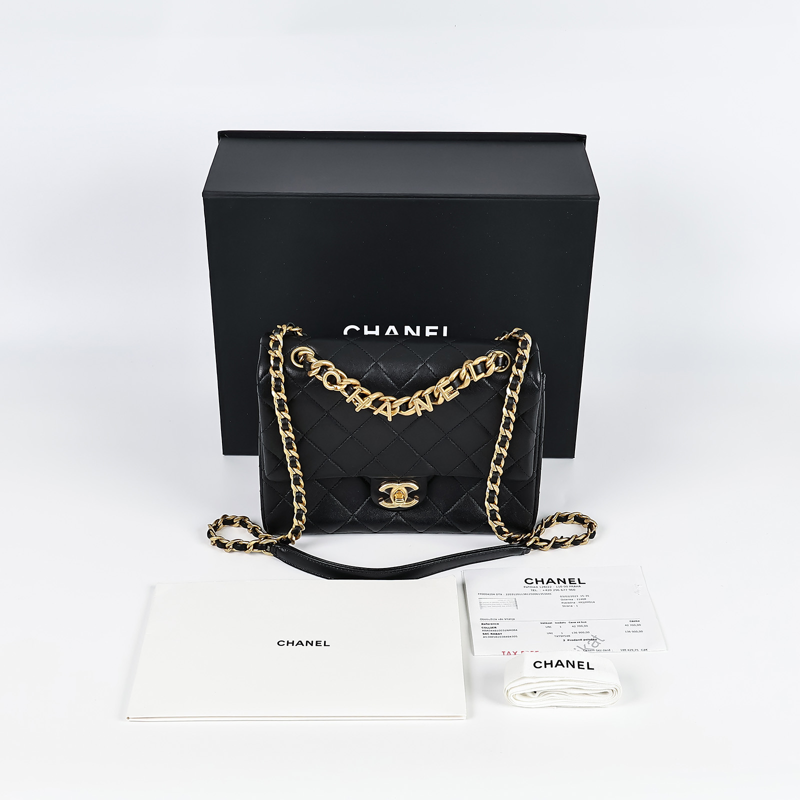 香奈兒 CHANEL 字母鍊條 口蓋包 AS3885 晶片款 黑金羊LOGO金鍊包 原廠盒子/購買證明