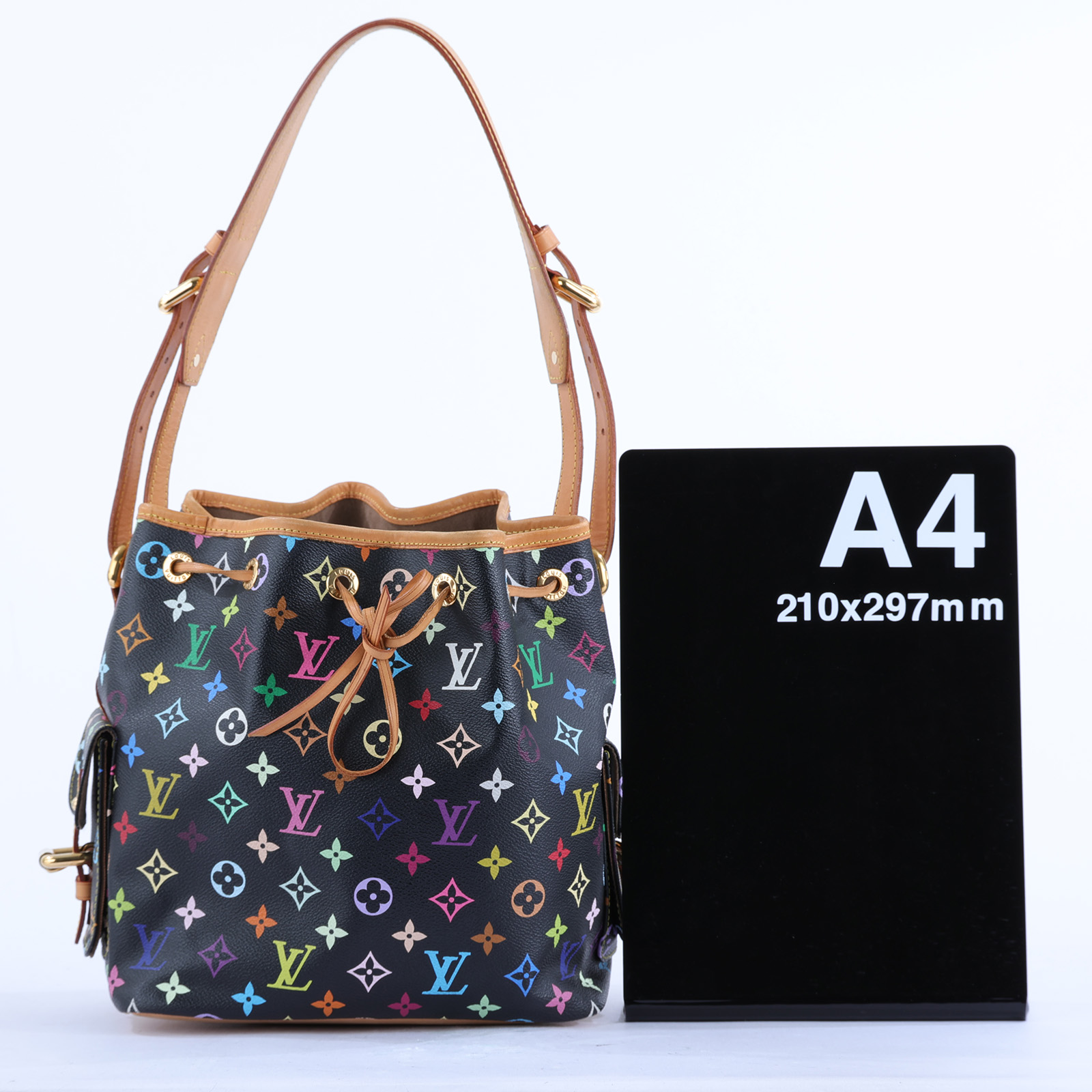 路易威登 LOUIS VUITTON 村上隆聯名 Noé 束口 水桶包 M42230 黑彩原花MULTICOLOR NOE水桶包 無附屬品