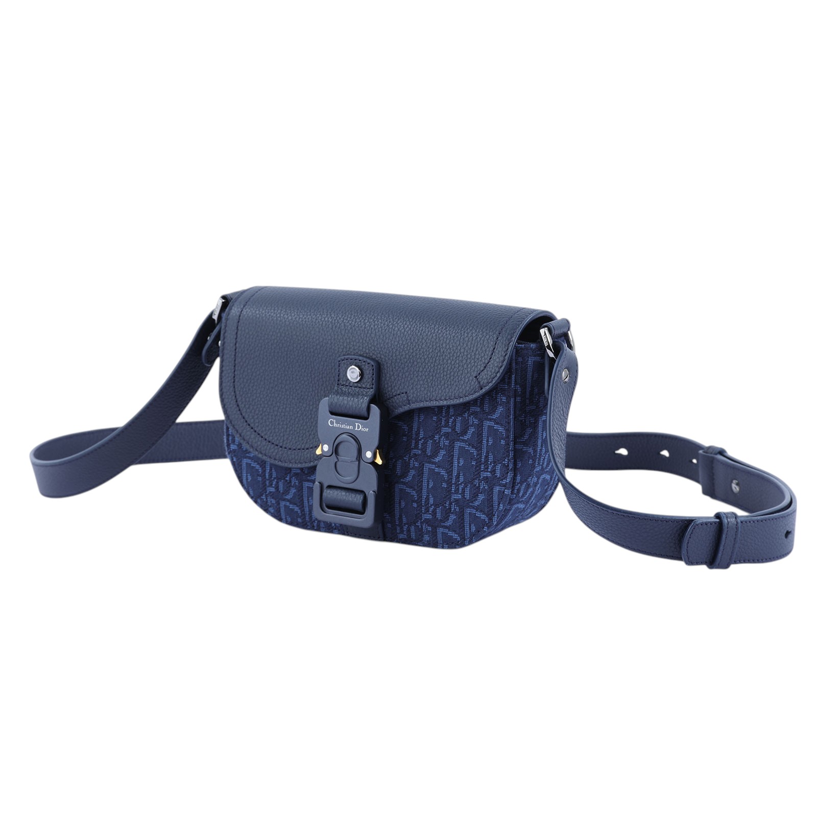 迪奧 CHRISTIAN DIOR Saddle 迷你 翻蓋 郵差包 2ADCA435YKS 藍緹花SADDLE郵差包MINI 原廠盒子/防塵袋/背帶