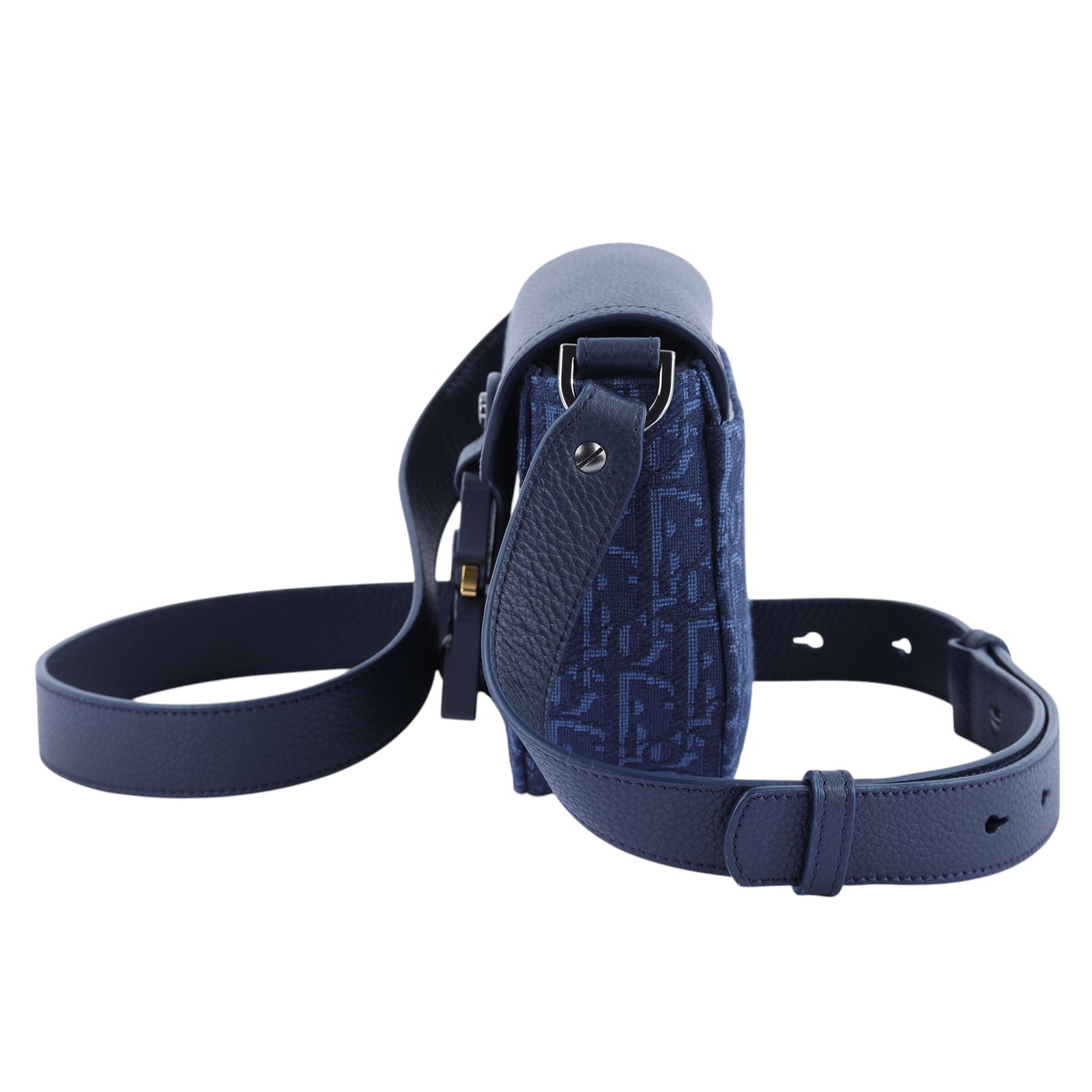 迪奧 CHRISTIAN DIOR Saddle 迷你 翻蓋 郵差包 2ADCA435YKS 藍緹花SADDLE郵差包MINI 原廠盒子/防塵袋/背帶