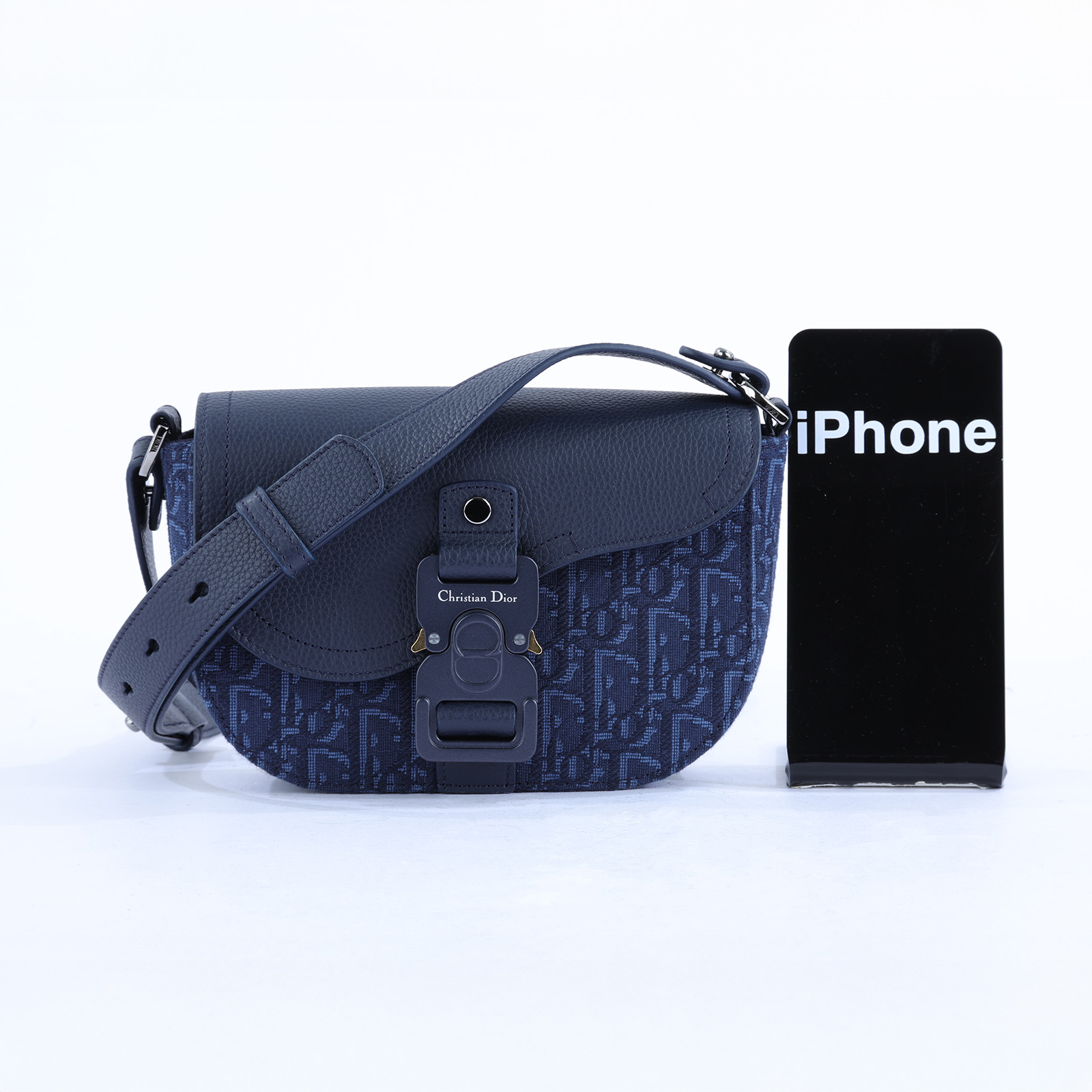 迪奧 CHRISTIAN DIOR Saddle 迷你 翻蓋 郵差包 2ADCA435YKS 藍緹花SADDLE郵差包MINI 原廠盒子/防塵袋/背帶