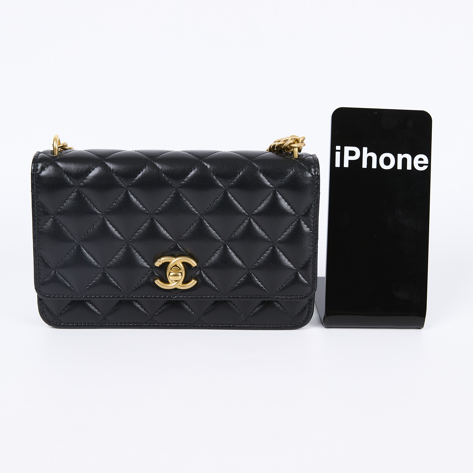 香奈兒 CHANEL CC logo 菱格紋 WOC 肩背 斜背 經典口蓋包 AP3201 晶片款 黑金愛心調節釦WOC 原廠盒子/防塵袋/購買證明