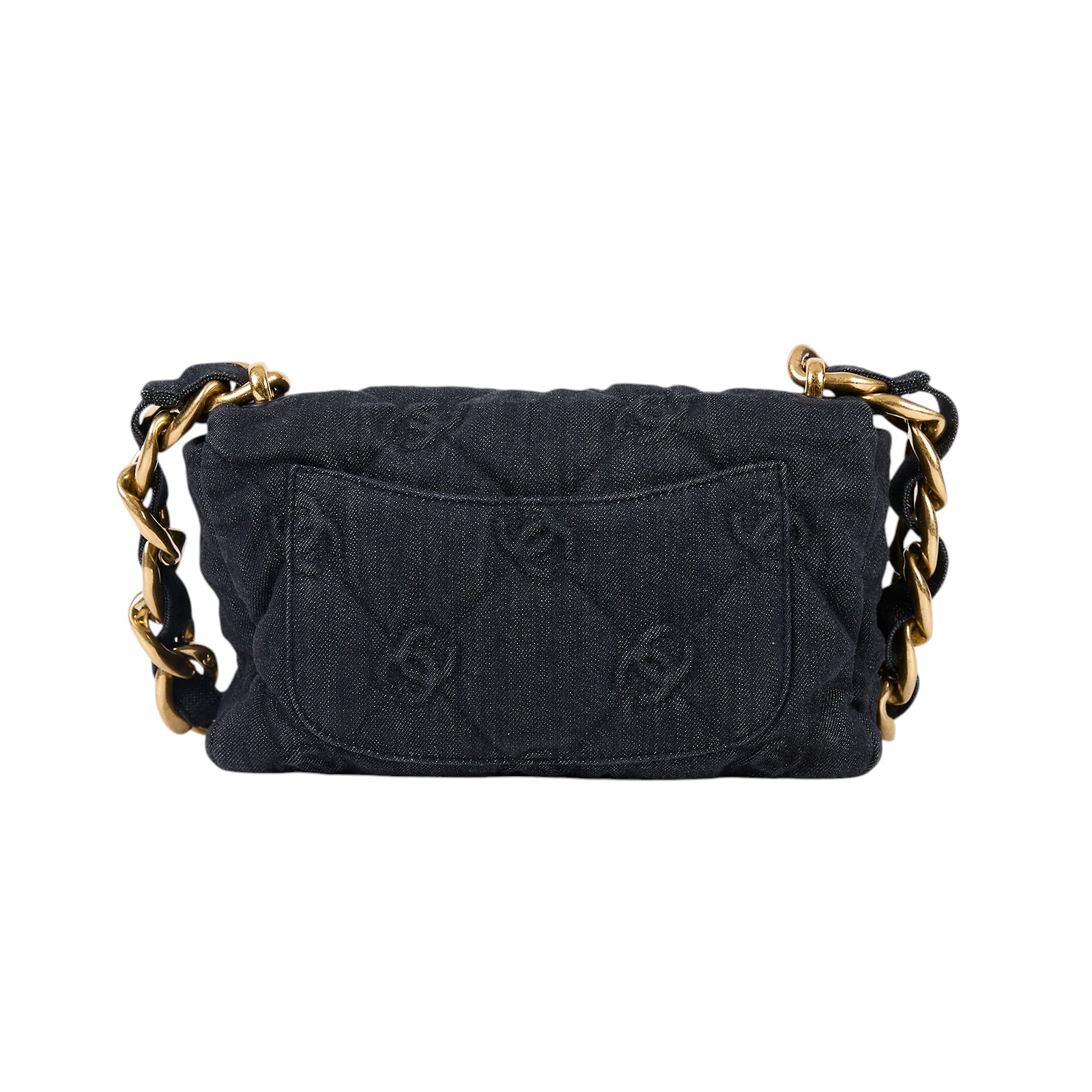 香奈兒 CHANEL 粗鍊條 肩背 口蓋包 AS3216 晶片款 黑牛仔粗鍊肩背包 原廠盒子/防塵袋