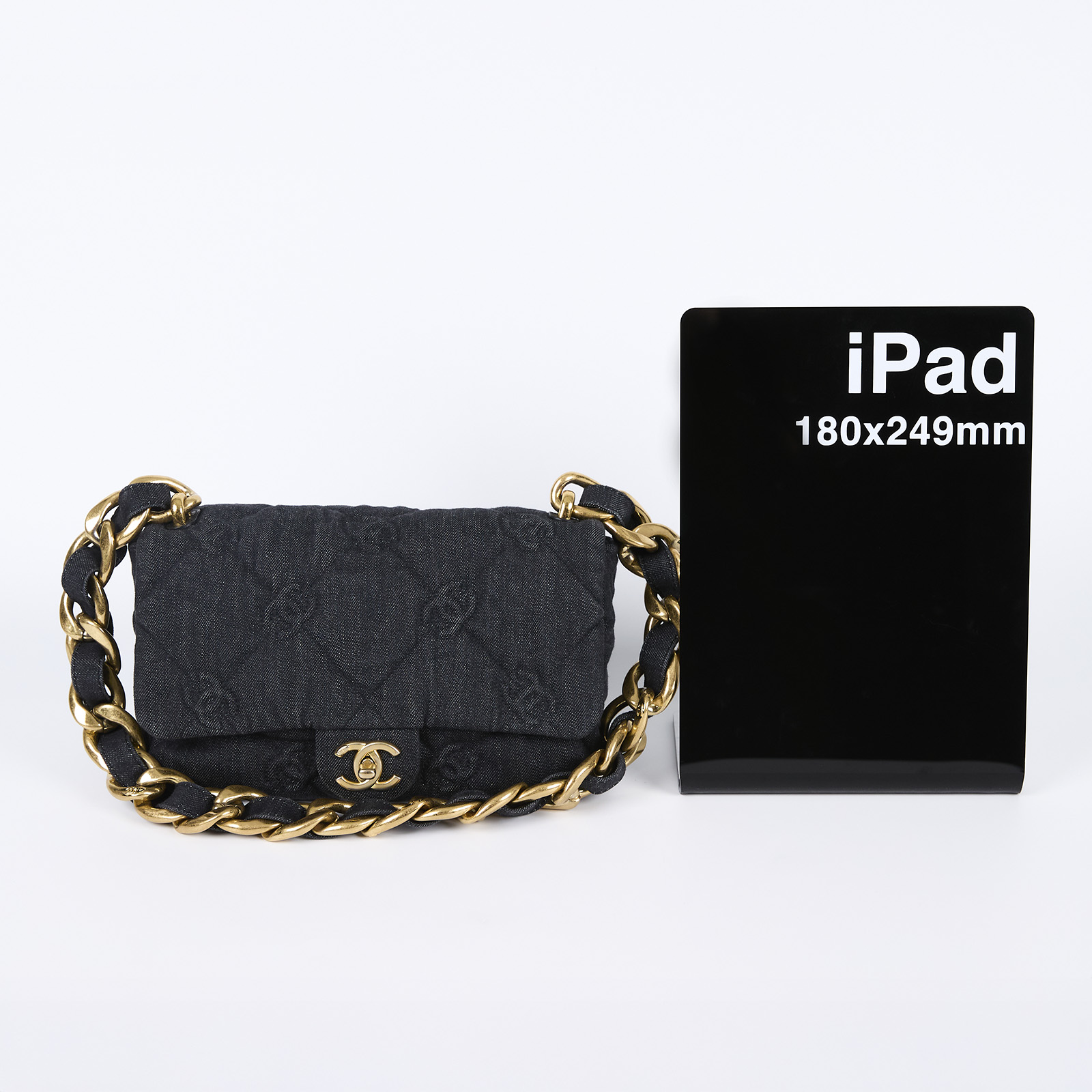 香奈兒 CHANEL 粗鍊條 肩背 口蓋包 AS3216 晶片款 黑牛仔粗鍊肩背包 原廠盒子/防塵袋