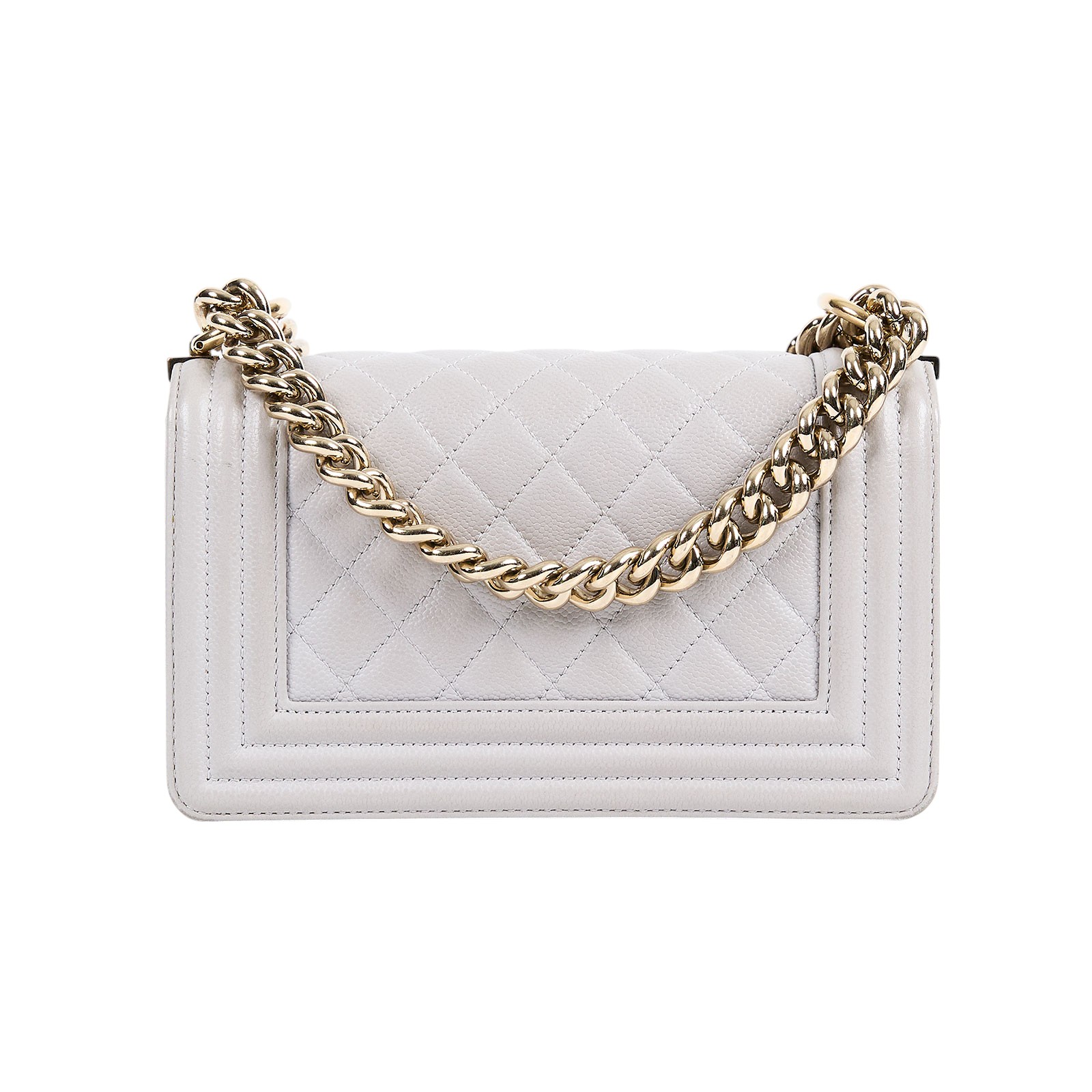 香奈兒 CHANEL Boy 20 小型 口蓋包 A67085 晶片款 灰荔枝牛BOY20 原廠盒子/防塵袋/購買證明