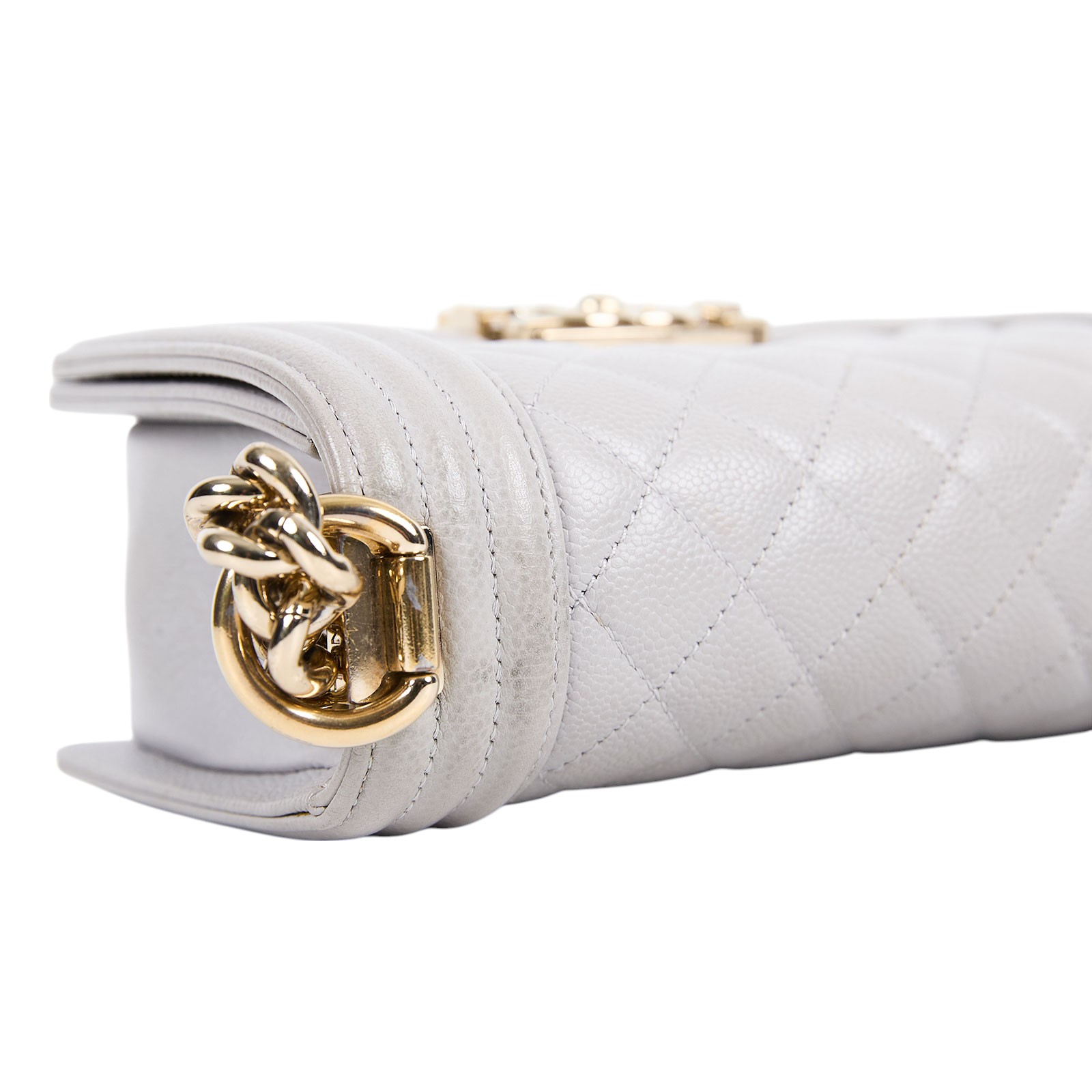 香奈兒 CHANEL Boy 20 小型 口蓋包 A67085 晶片款 灰荔枝牛BOY20 原廠盒子/防塵袋/購買證明