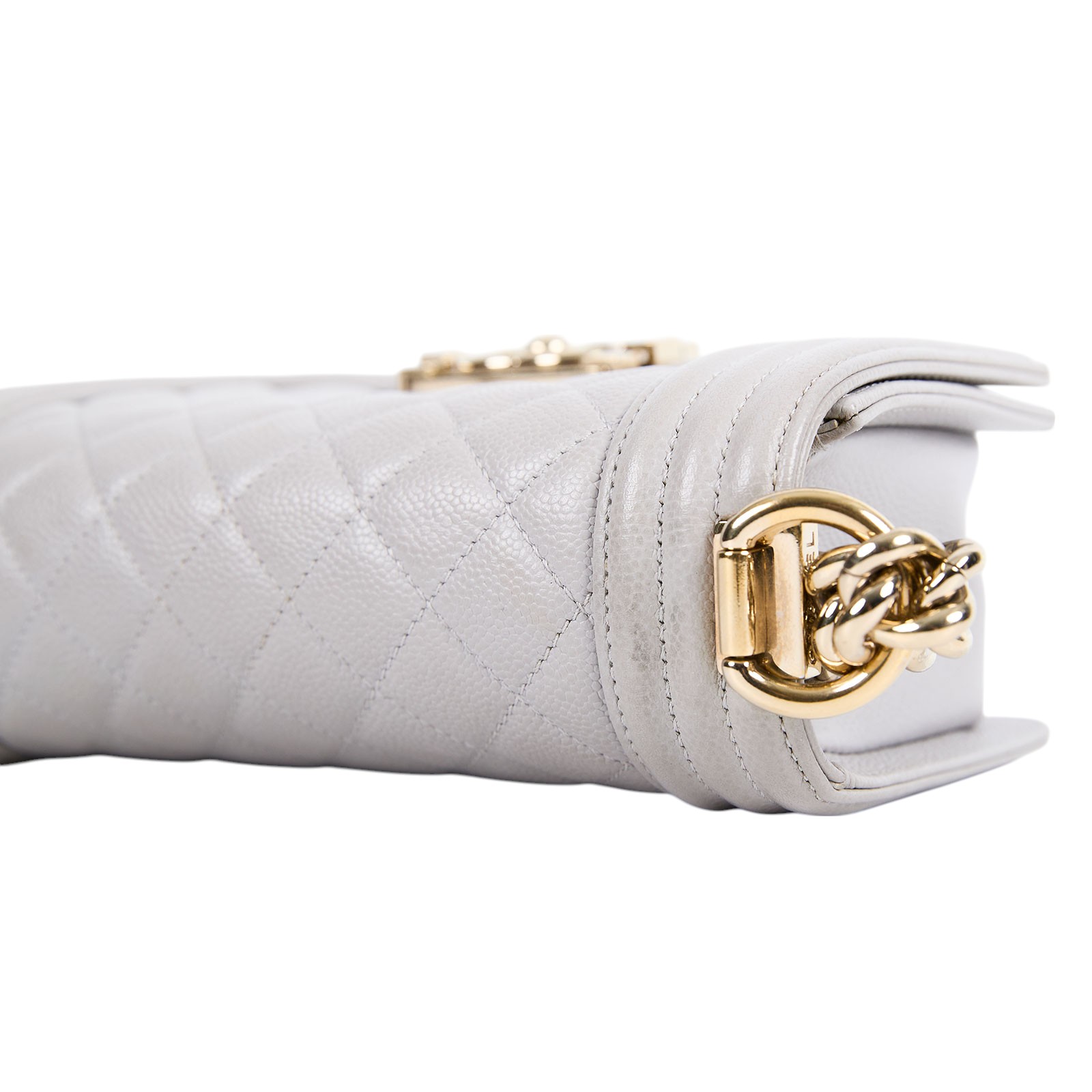 香奈兒 CHANEL Boy 20 小型 口蓋包 A67085 晶片款 灰荔枝牛BOY20 原廠盒子/防塵袋/購買證明