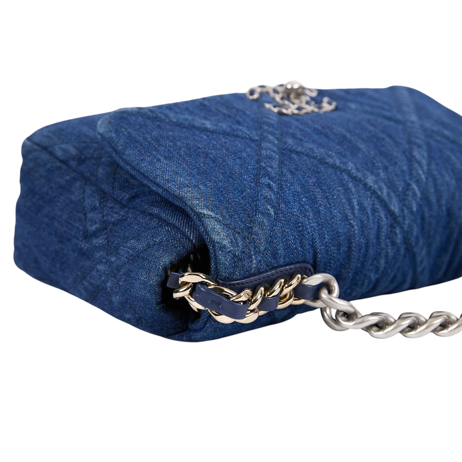 香奈兒 CHANEL 19 口蓋包 菱格紋 金銀鍊帶 手提 肩背包 AS1160 晶片款 藍銀牛仔19 26CM 原廠盒子/防塵袋