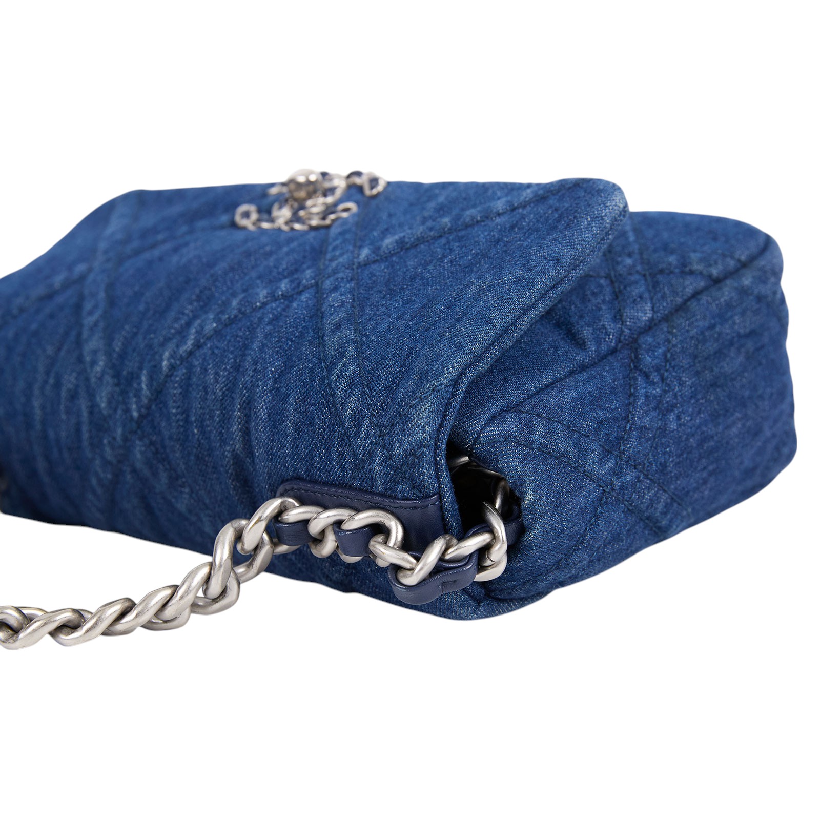 香奈兒 CHANEL 19 口蓋包 菱格紋 金銀鍊帶 手提 肩背包 AS1160 晶片款 藍銀牛仔19 26CM 原廠盒子/防塵袋