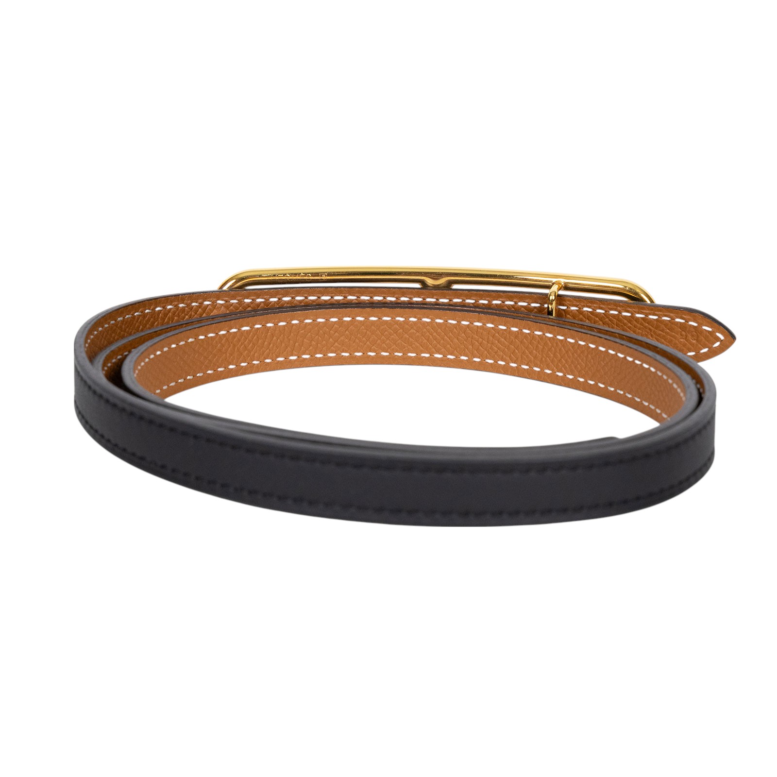 愛馬仕 Hermes Roulis 皮帶釦 雙面皮腰帶 1.3 cm ROB_85 W刻黑金棕雙面ROULIS皮帶#85 防塵袋