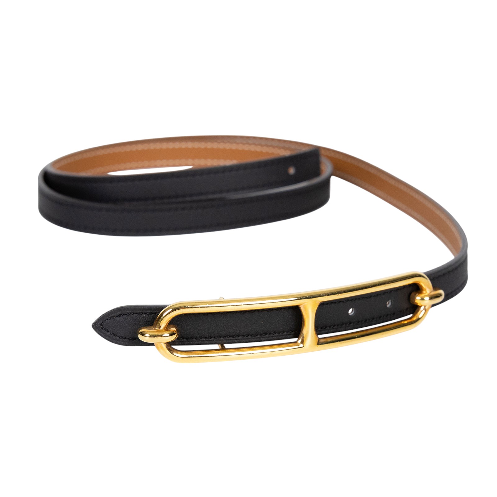 愛馬仕 Hermes Roulis 皮帶釦 雙面皮腰帶 1.3 cm ROB_85 W刻黑金棕雙面ROULIS皮帶#85 防塵袋