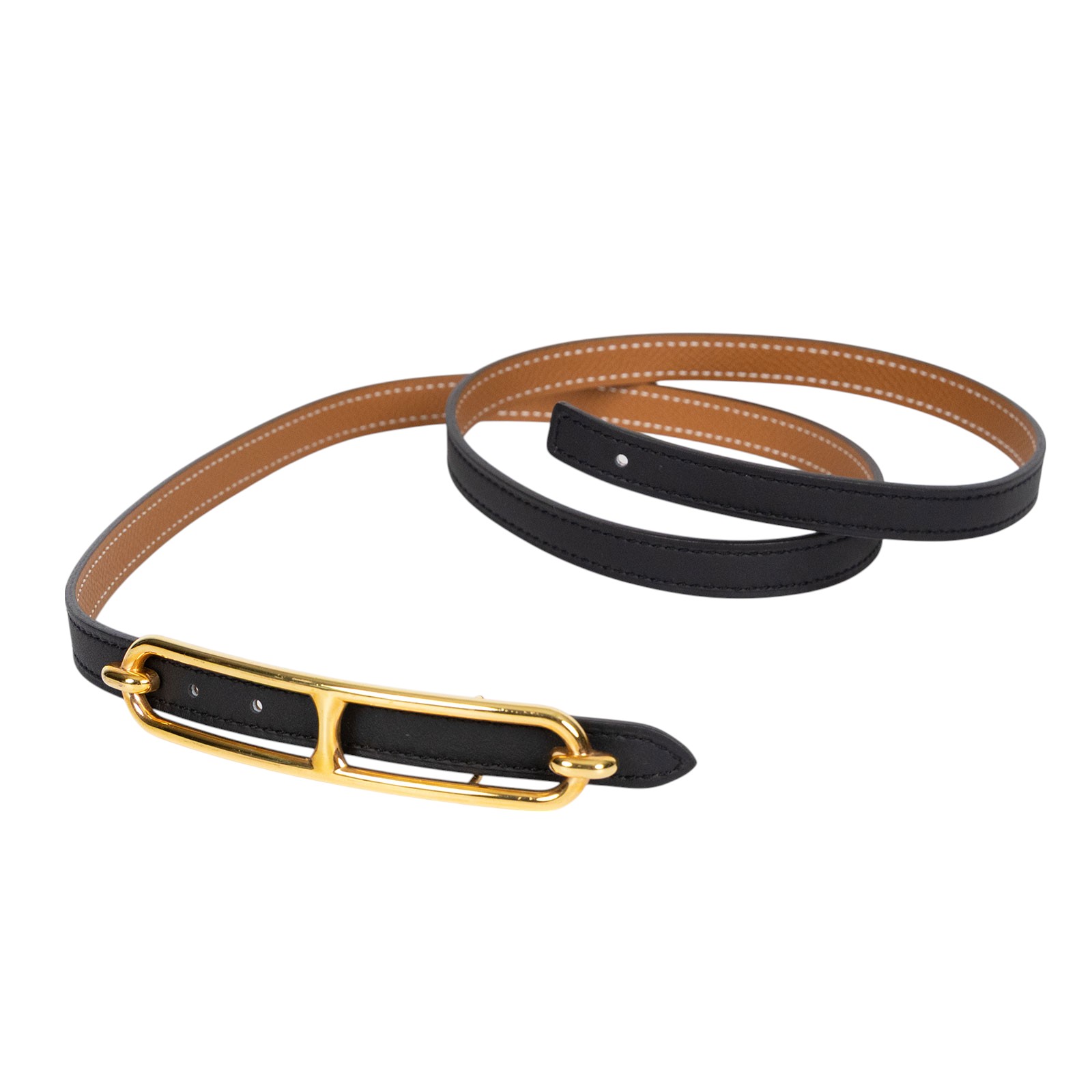愛馬仕 Hermes Roulis 皮帶釦 雙面皮腰帶 1.3 cm ROB_85 W刻黑金棕雙面ROULIS皮帶#85 防塵袋