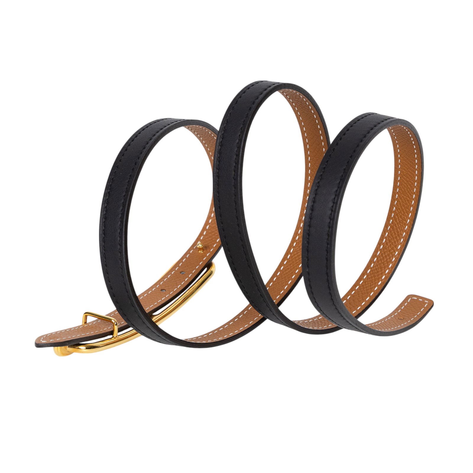 愛馬仕 Hermes Roulis 皮帶釦 雙面皮腰帶 1.3 cm ROB_85 W刻黑金棕雙面ROULIS皮帶#85 防塵袋