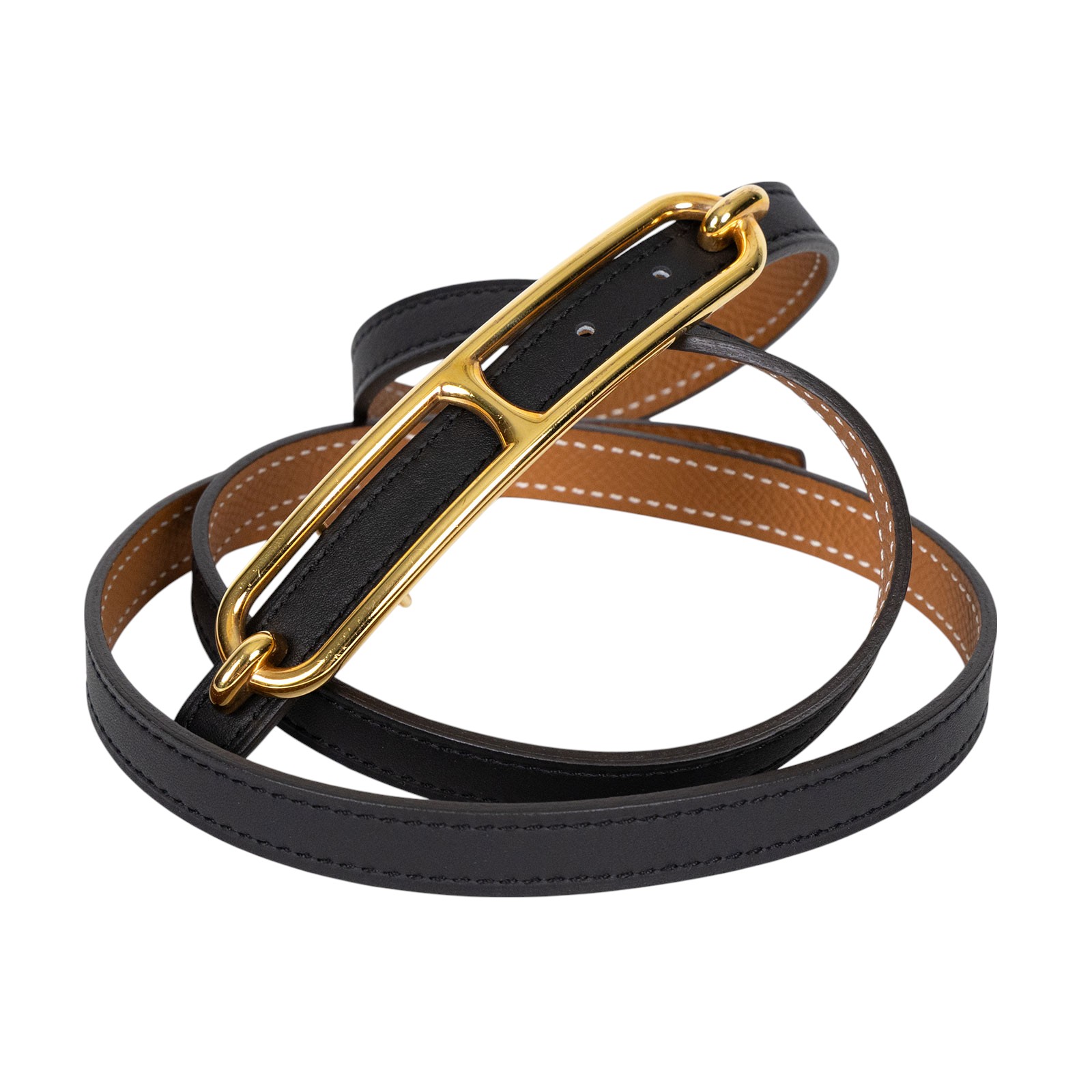 愛馬仕 Hermes Roulis 皮帶釦 雙面皮腰帶 1.3 cm ROB_85 W刻黑金棕雙面ROULIS皮帶#85 防塵袋