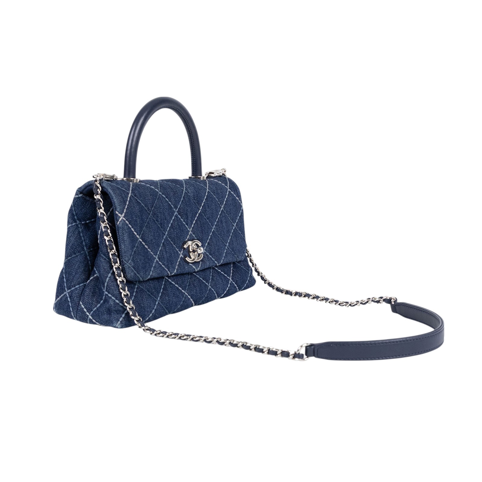 香奈兒 CHANEL Handle 24 手提 口蓋包 A92990 牛仔COCO HANDLE 24CM 背帶/保證卡