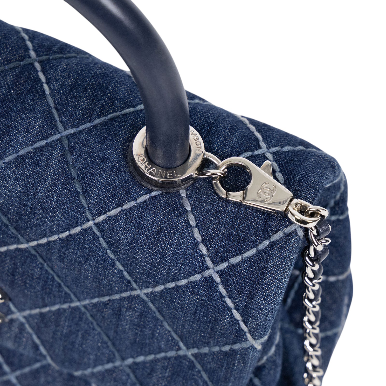 香奈兒 CHANEL Handle 24 手提 口蓋包 A92990 牛仔COCO HANDLE 24CM 背帶/保證卡