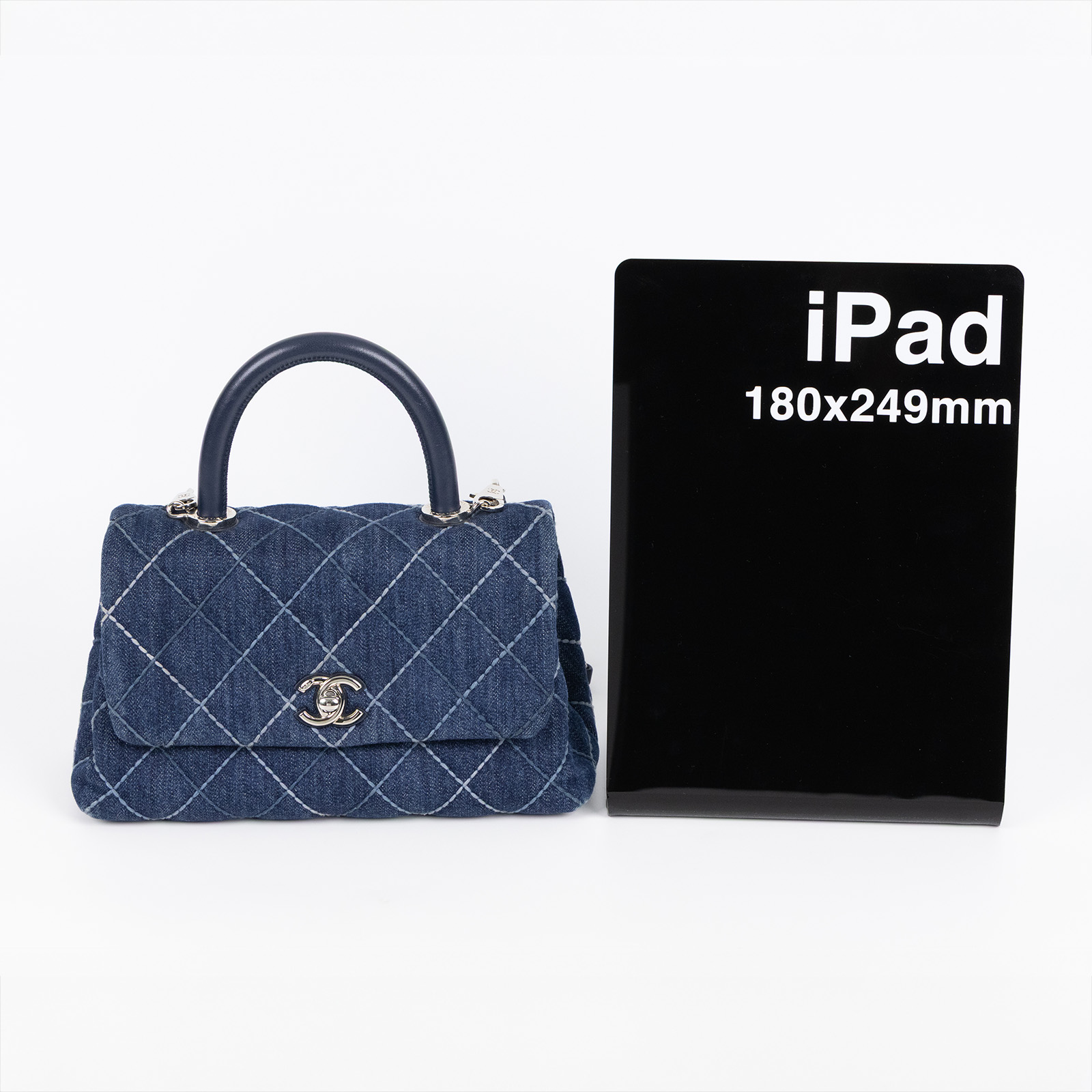 香奈兒 CHANEL Handle 24 手提 口蓋包 A92990 牛仔COCO HANDLE 24CM 背帶/保證卡