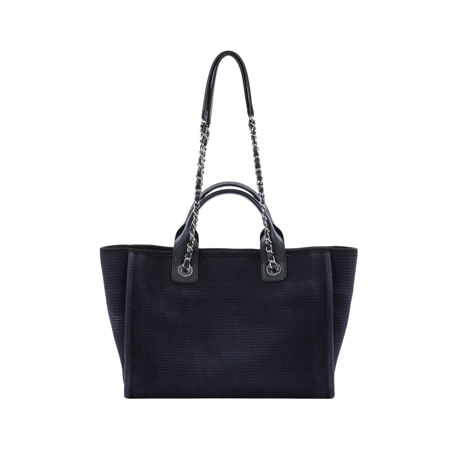 香奈兒 CHANEL 海灘包  晶片款 黑銀Deauvill 沙灘包MM 原廠盒子/內袋