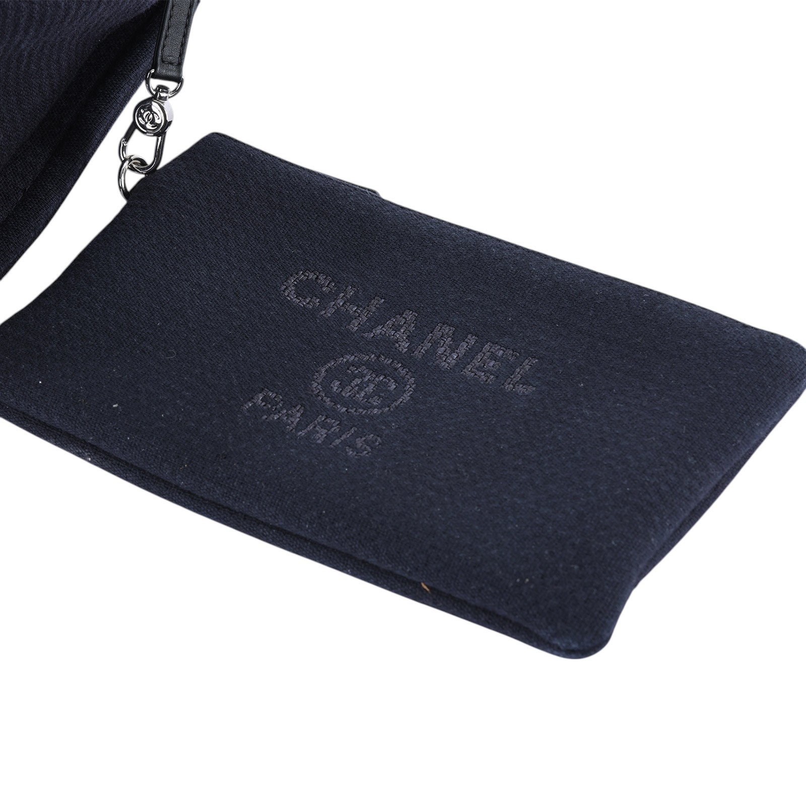 香奈兒 CHANEL 海灘包  晶片款 黑銀Deauvill 沙灘包MM 原廠盒子/內袋