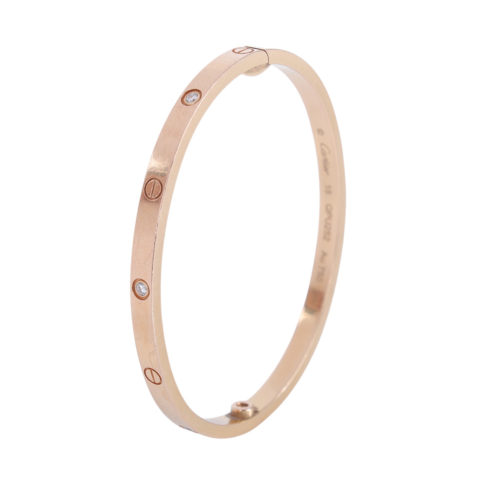 卡地亞 CARTIER Love 手環 經典款 6顆鑽石 B6047615 RG 6P LOVE手環#15 新款細版 原廠盒子2/保證卡/購買證明