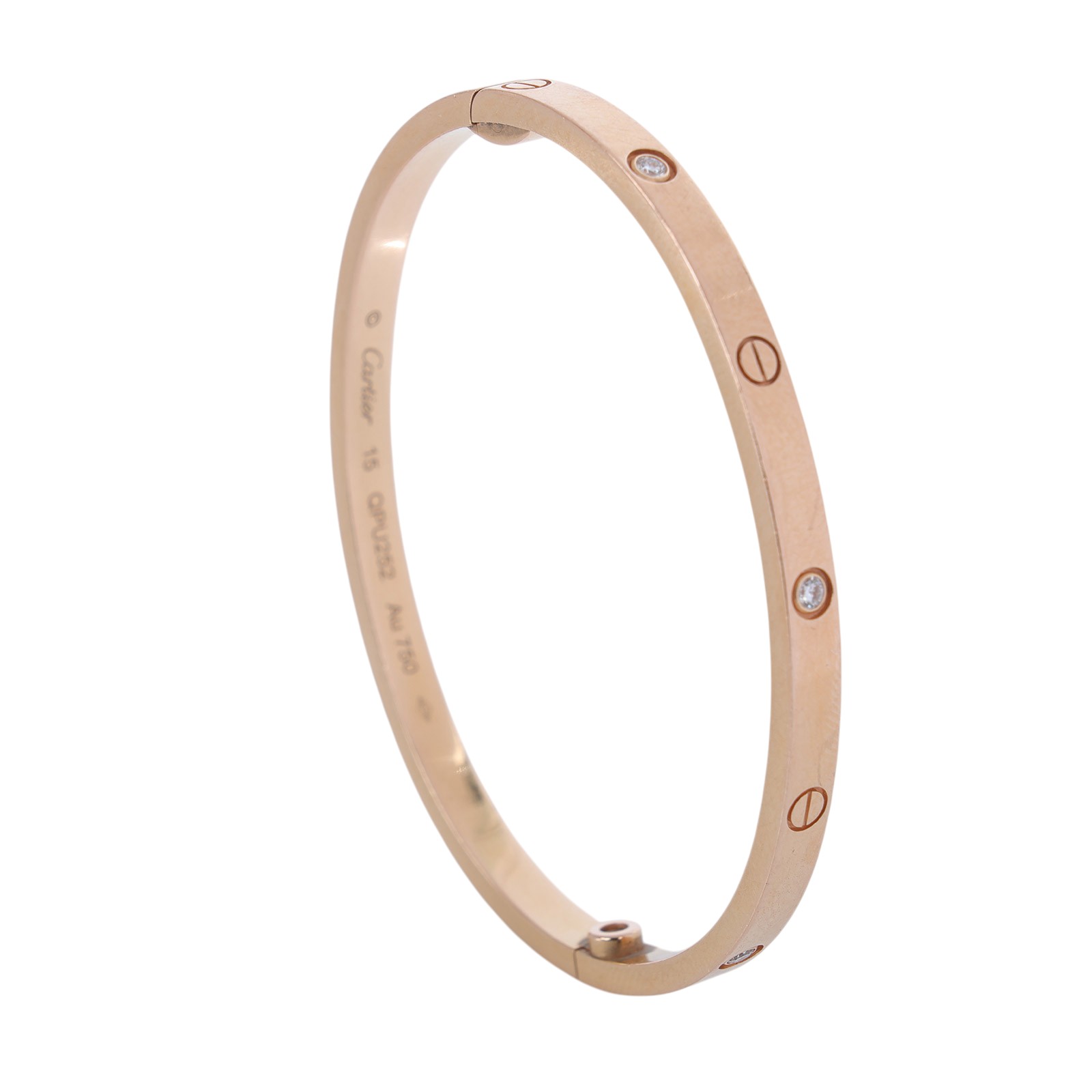 卡地亞 CARTIER Love 手環 經典款 6顆鑽石 B6047615 RG 6P LOVE手環#15 新款細版 原廠盒子2/保證卡/購買證明