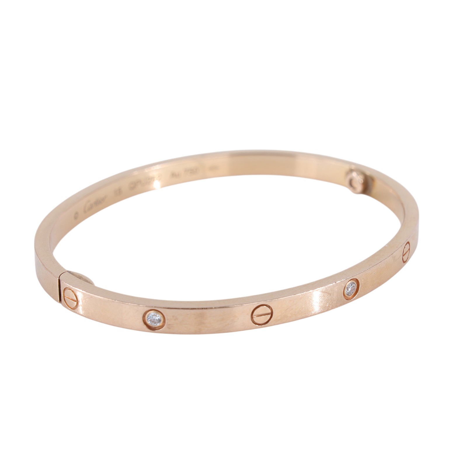 卡地亞 CARTIER Love 手環 經典款 6顆鑽石 B6047615 RG 6P LOVE手環#15 新款細版 原廠盒子2/保證卡/購買證明