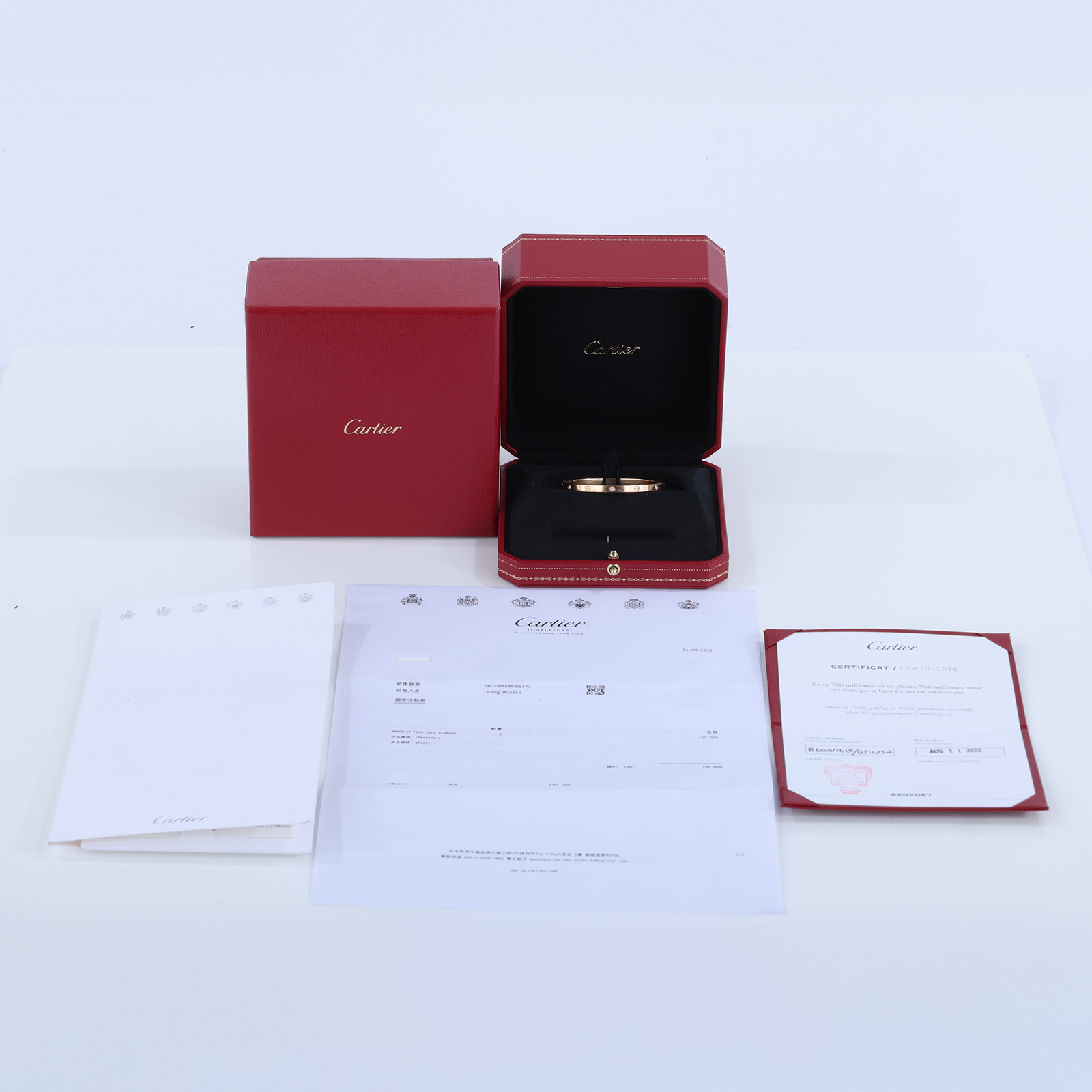 卡地亞 CARTIER Love 手環 經典款 6顆鑽石 B6047615 RG 6P LOVE手環#15 新款細版 原廠盒子2/保證卡/購買證明