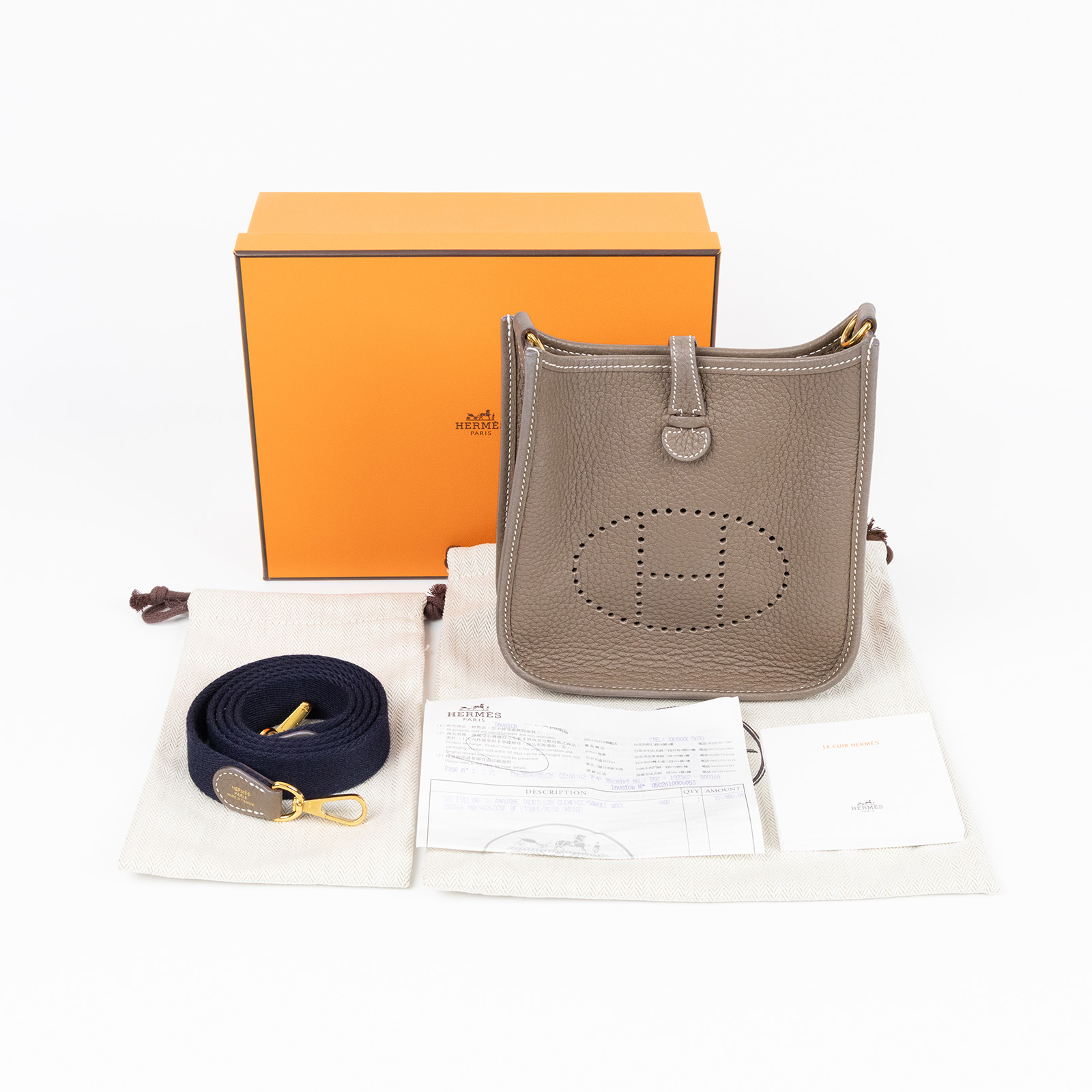 愛馬仕 Hermes Evelyne 16 Amazone bag 伊芙琳包 大象灰 深藍 金色五金 H069426CCBF B刻  原廠盒子/防塵袋/背帶/購買證明