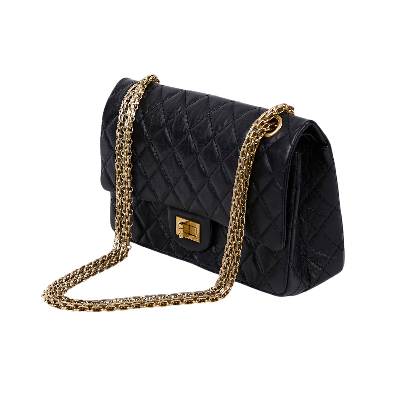 香奈兒 CHANEL 2.55 口蓋包 中型 A37586 13開 黑羊金釦2.55掀蓋包24CM 原廠盒子/防塵袋/保證卡/購買證明/發票