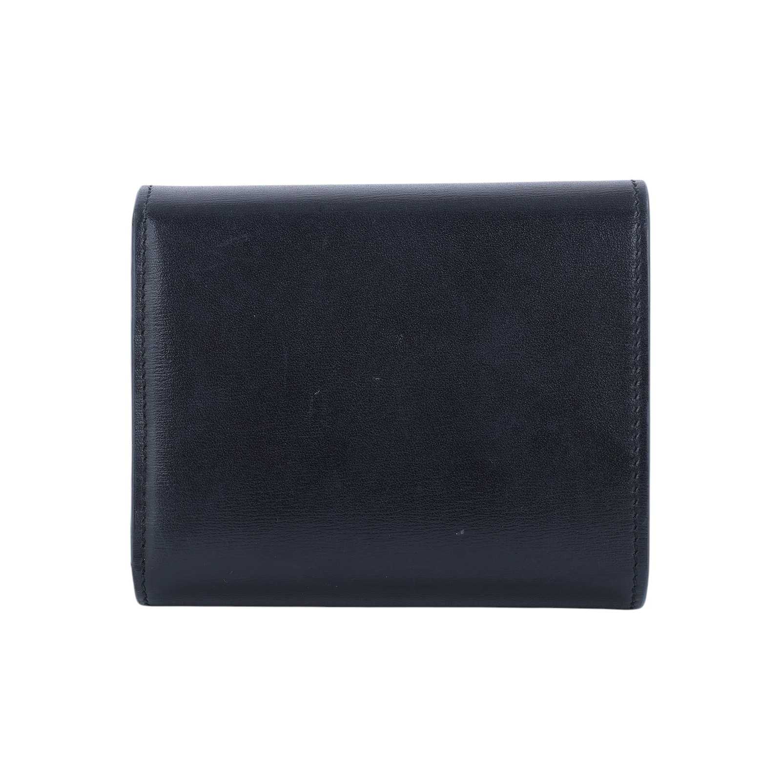 思琳 CELINE 亮面牛皮革 小型 TRIOMPHE COMPACT 銀包連零錢格 10D783DPV 黑凱旋門翻蓋三折短夾 原廠盒子/防塵袋