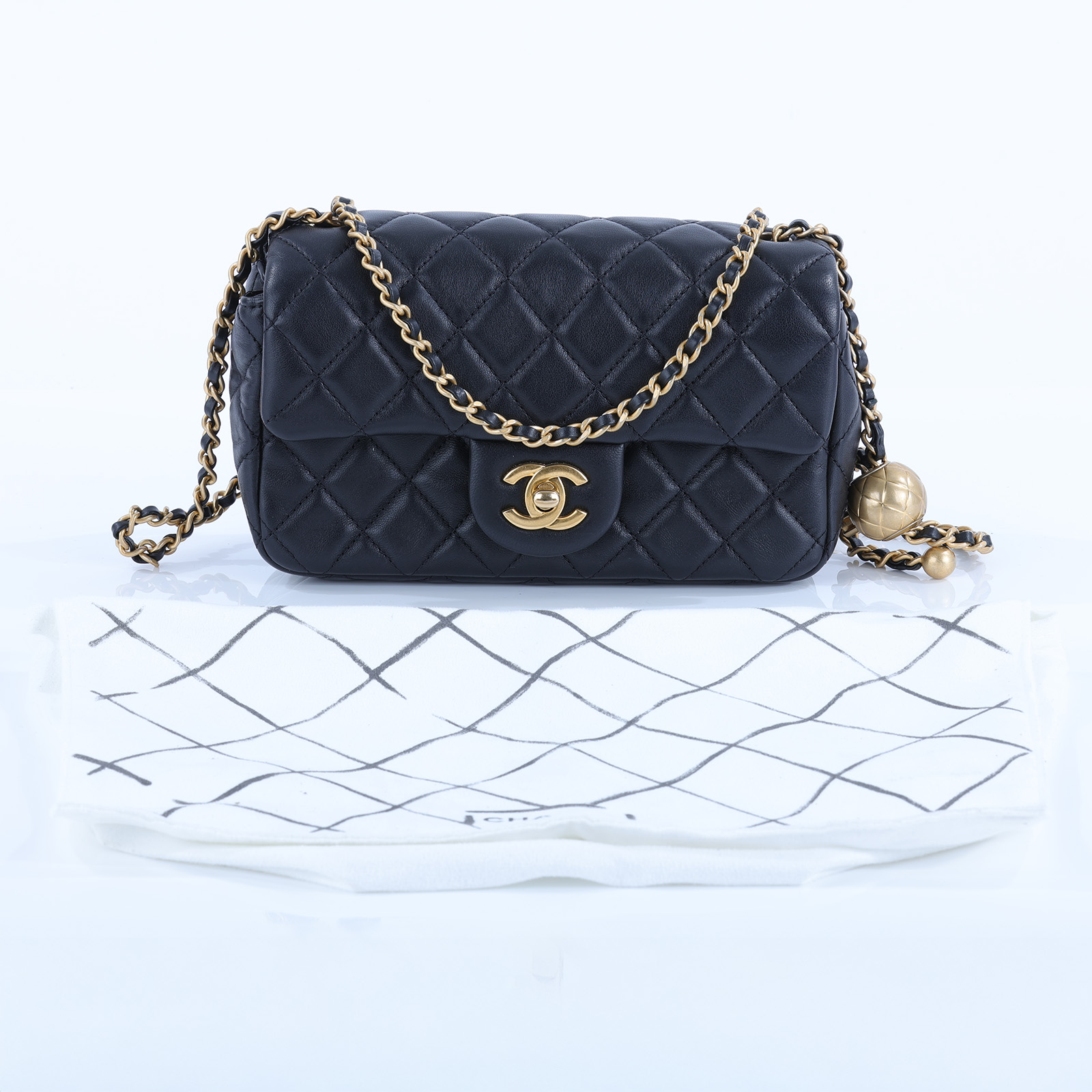 香奈兒 CHANEL 金球款 經典迷你口蓋包 AS1787 晶片款 黑羊金球COCO20 無附屬品