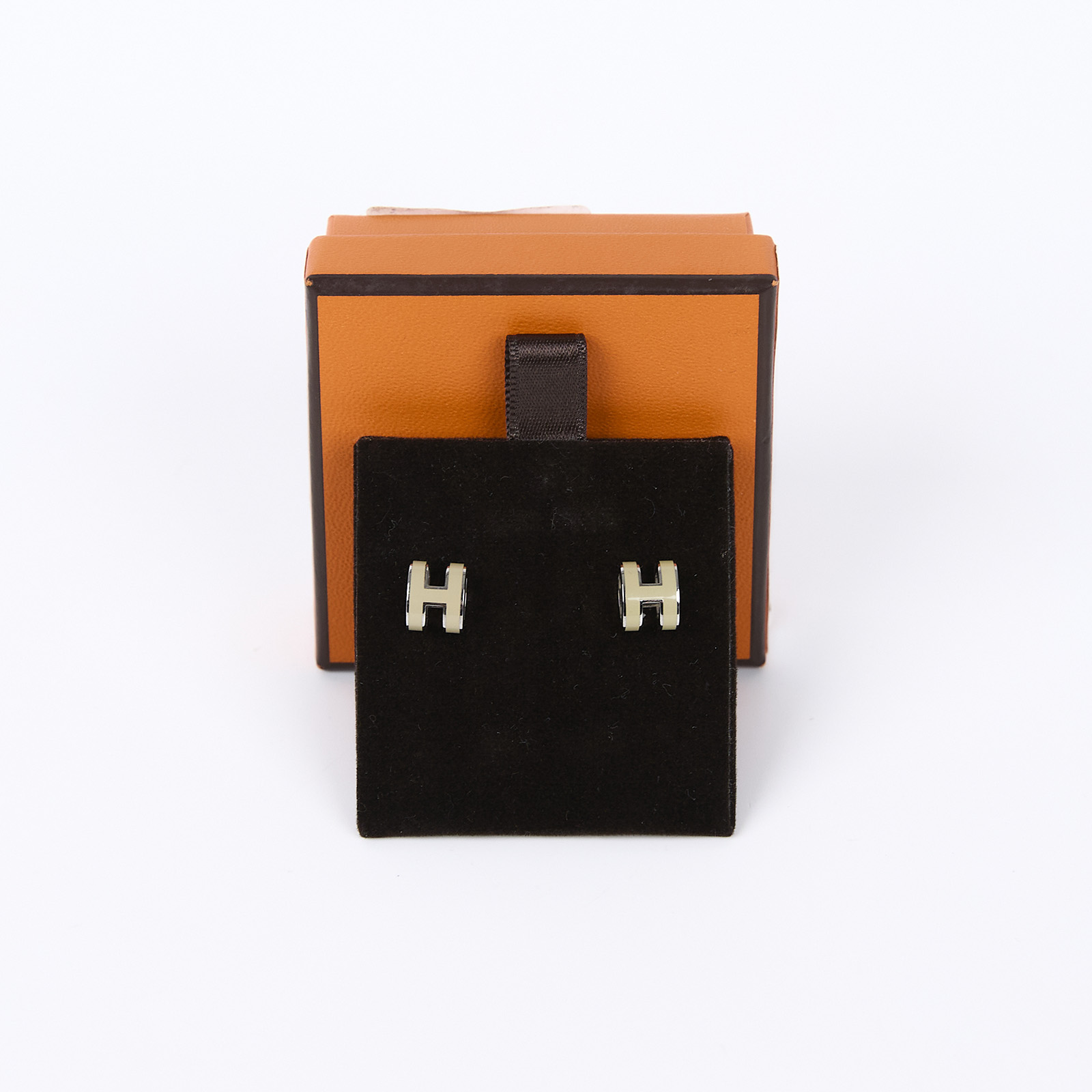 愛馬仕 Hermes Mini Pop H 耳釘 原野橙 H608002FP 灰綠MINI POP H 耳環 原廠盒子