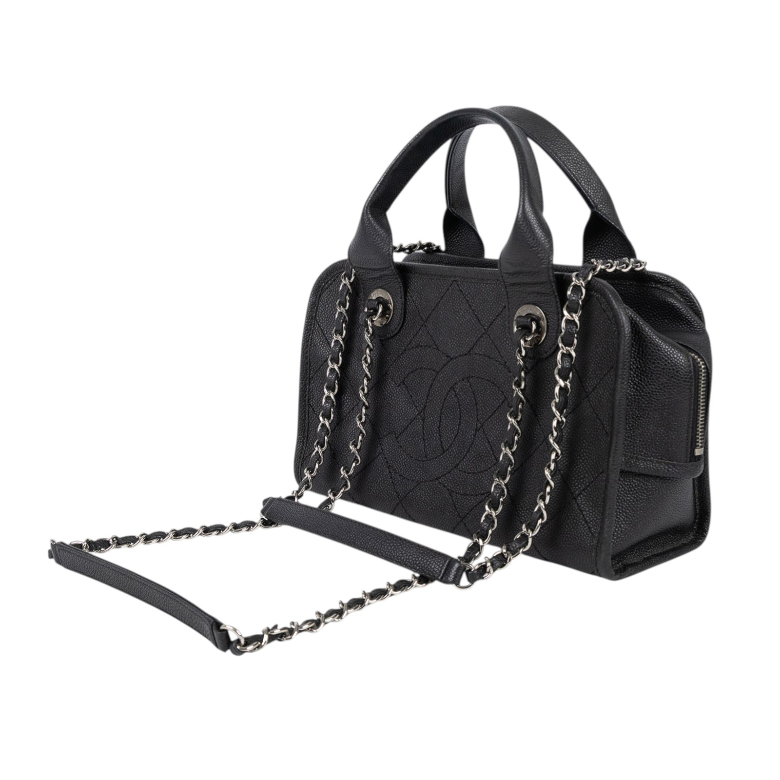 香奈兒 CHANEL DEAUVILLE 保齡球包 A92757 20開黑銀Deauville手提2WAY 原廠盒子/保證卡