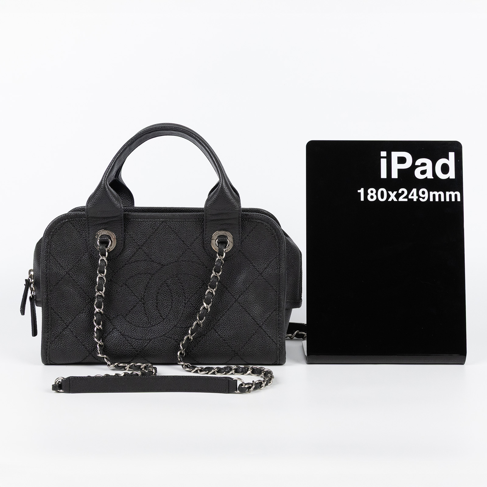 香奈兒 CHANEL DEAUVILLE 保齡球包 A92757 20開黑銀Deauville手提2WAY 原廠盒子/保證卡