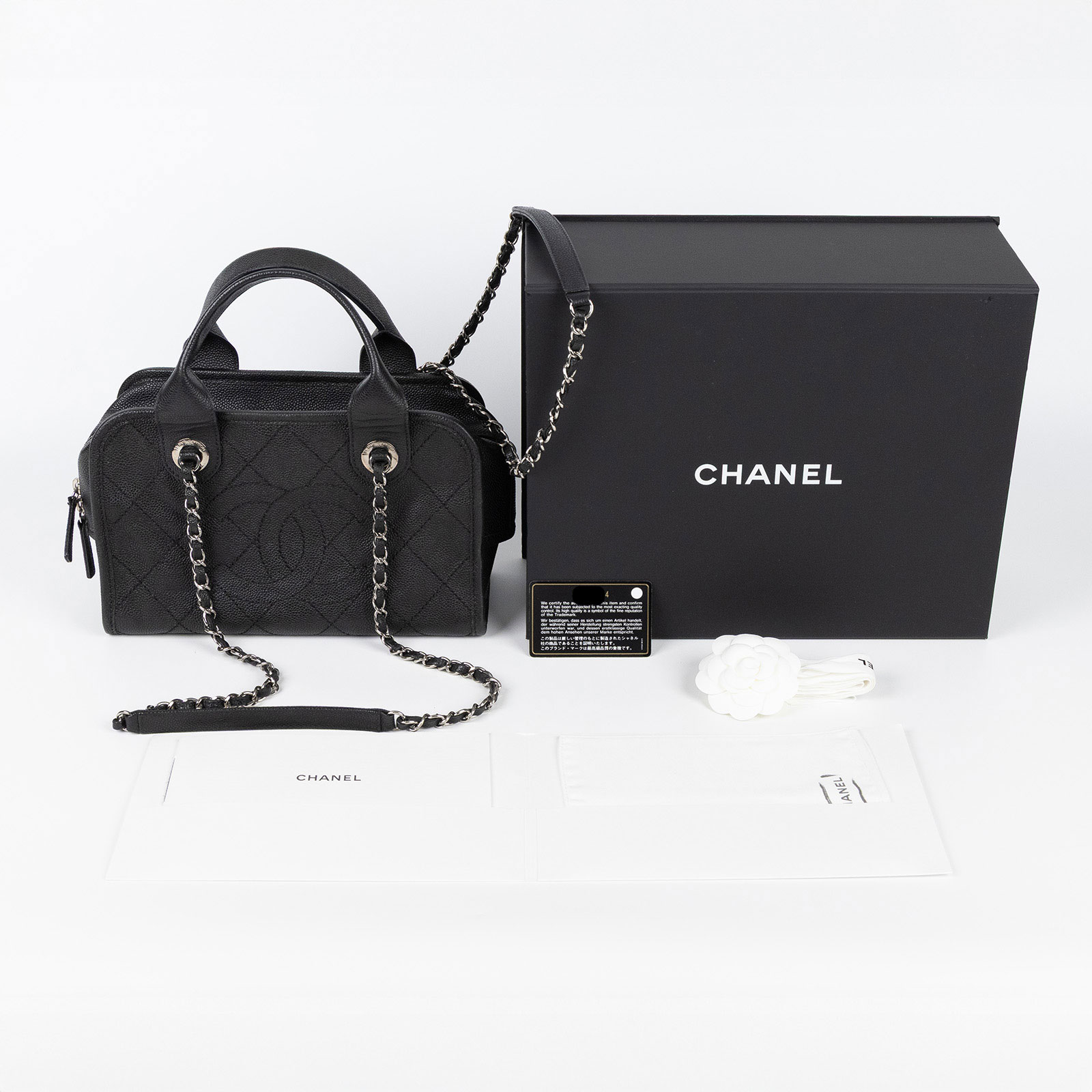 香奈兒 CHANEL DEAUVILLE 保齡球包 A92757 20開黑銀Deauville手提2WAY 原廠盒子/保證卡