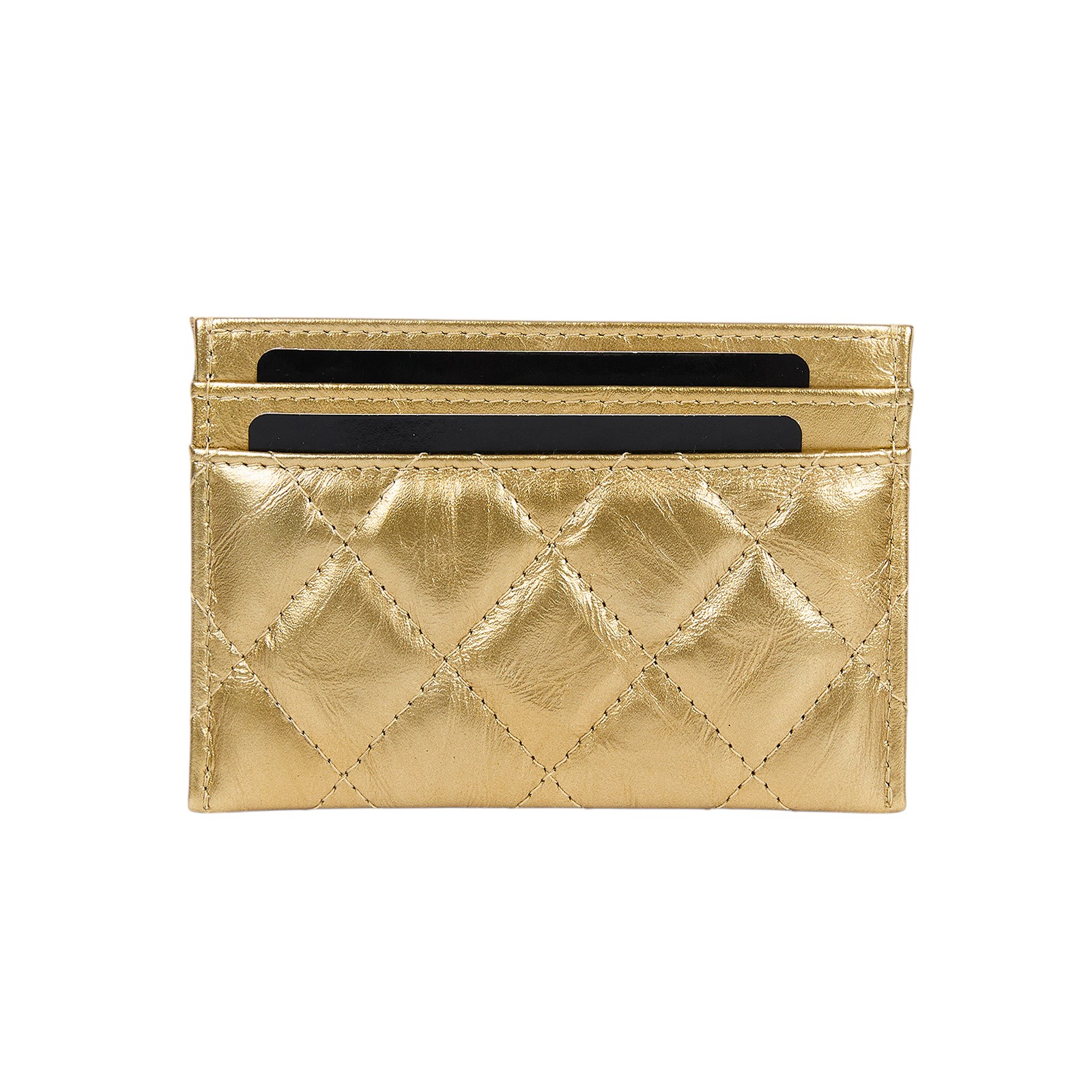 香奈兒 CHANEL CC LOGO 經典卡片夾 金色  金牛珍珠雙C卡夾套 原廠盒子/防塵袋/保證卡