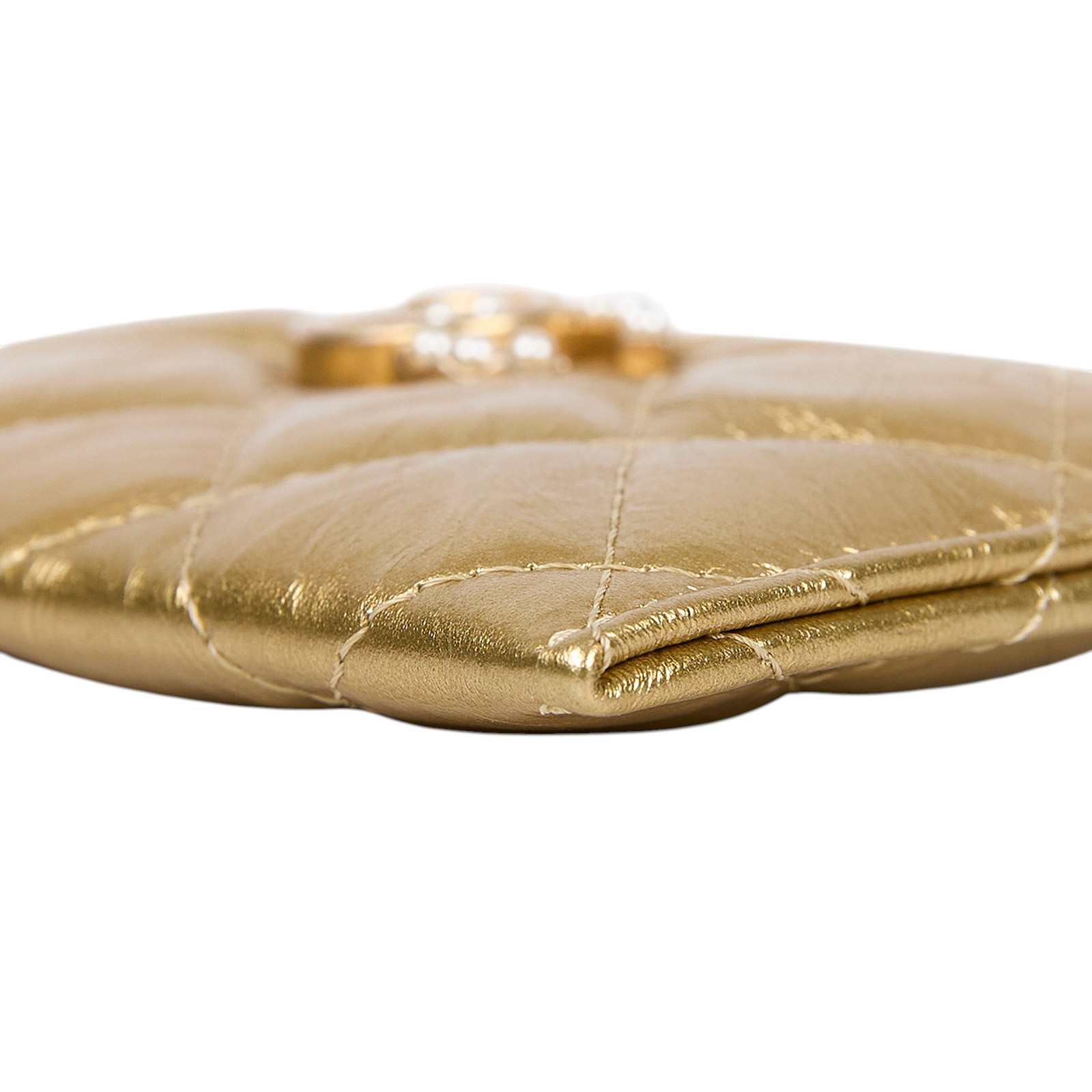 香奈兒 CHANEL CC LOGO 經典卡片夾 金色  金牛珍珠雙C卡夾套 原廠盒子/防塵袋/保證卡